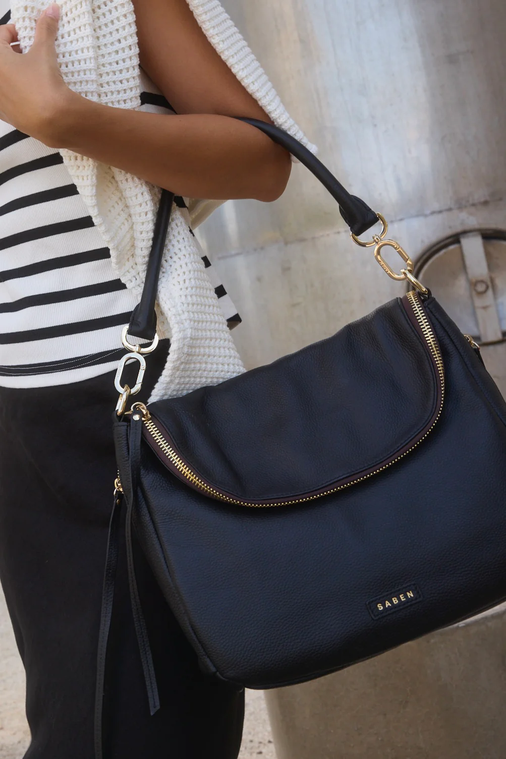 Frankie Fold Over Black Shoulder Bag - Image 7