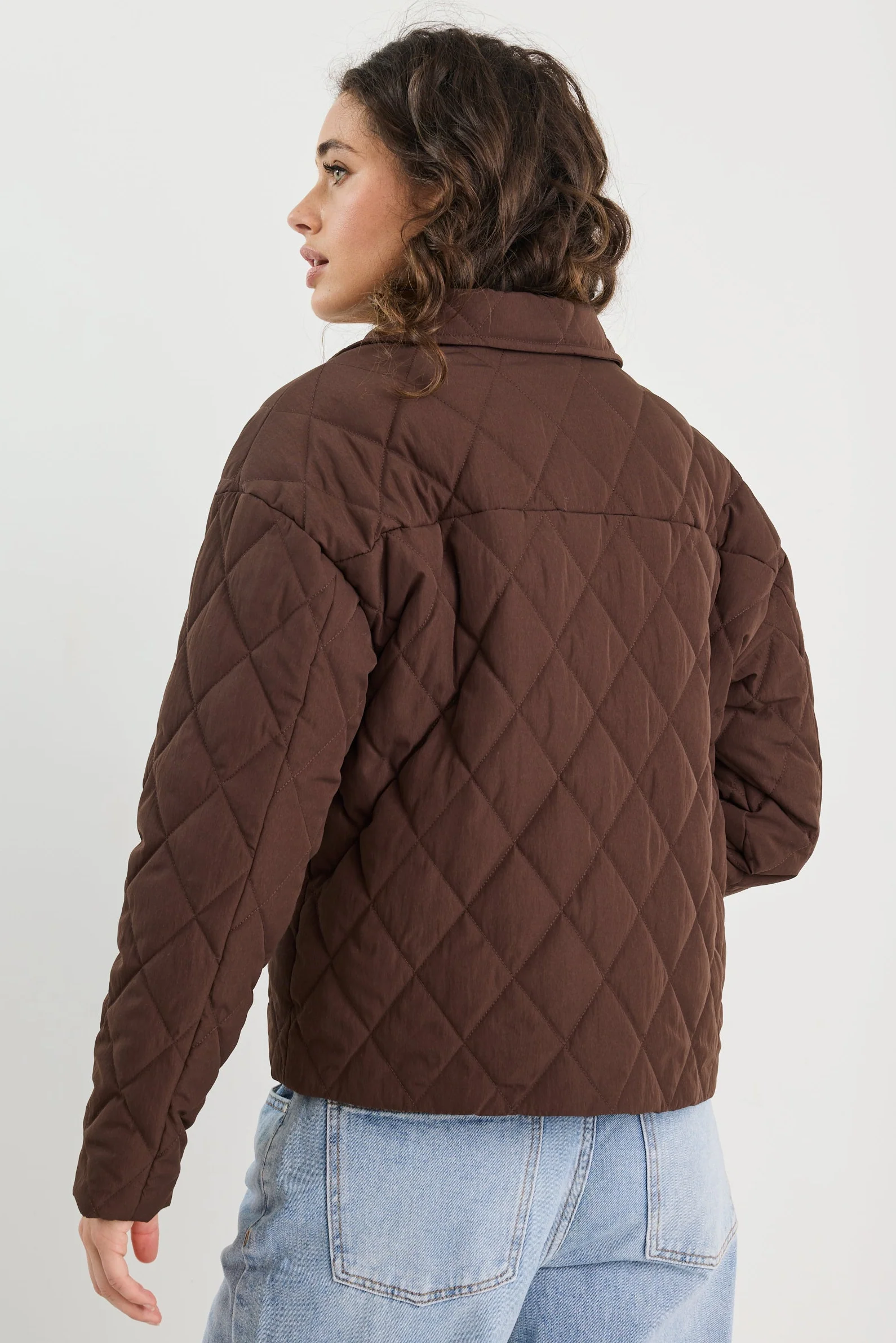 Absolute Chocolate Collared Quilted Puffer Jacket - Image 9