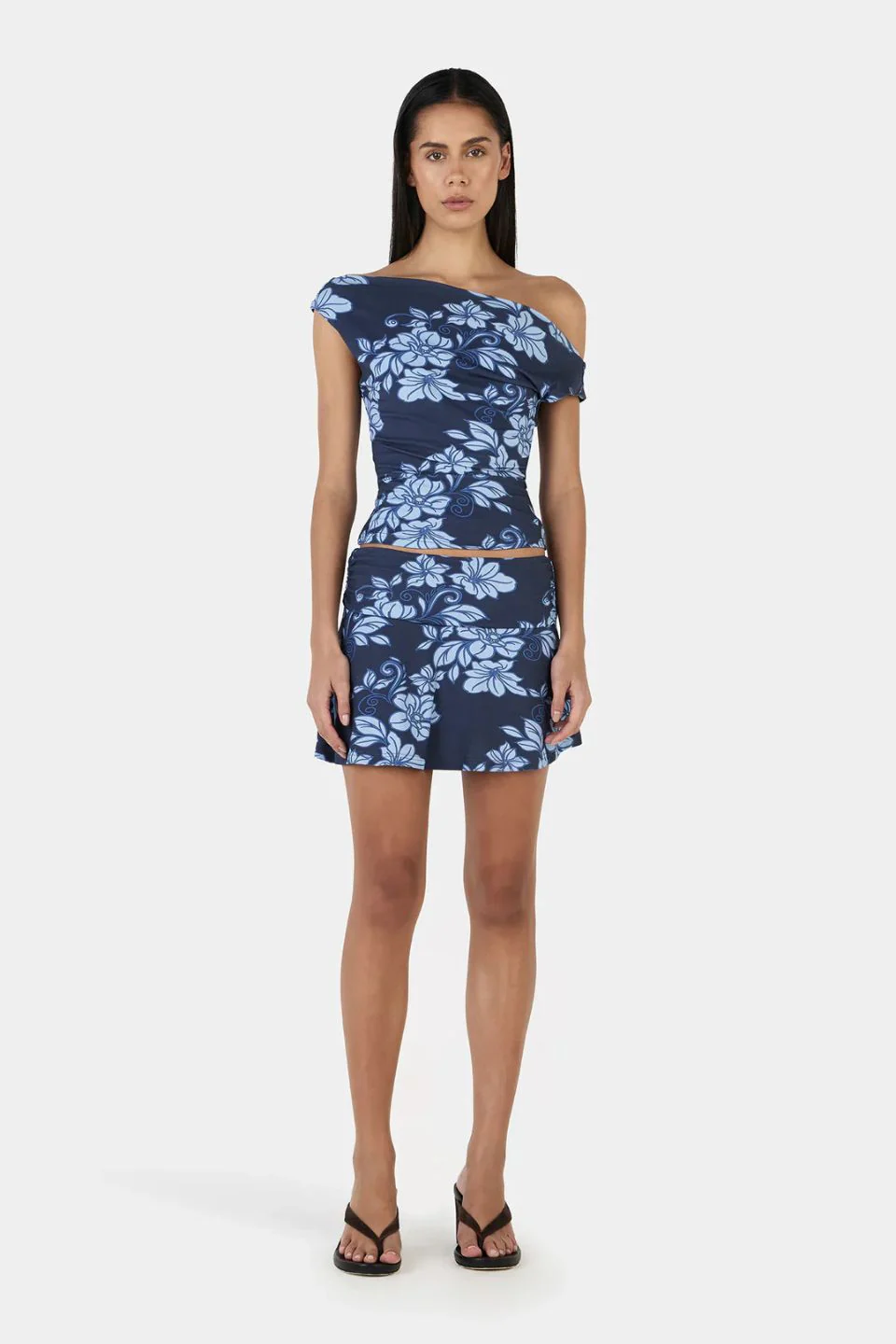 Adriana Rolling Waves Blue Print Mini Skirt - Image 2