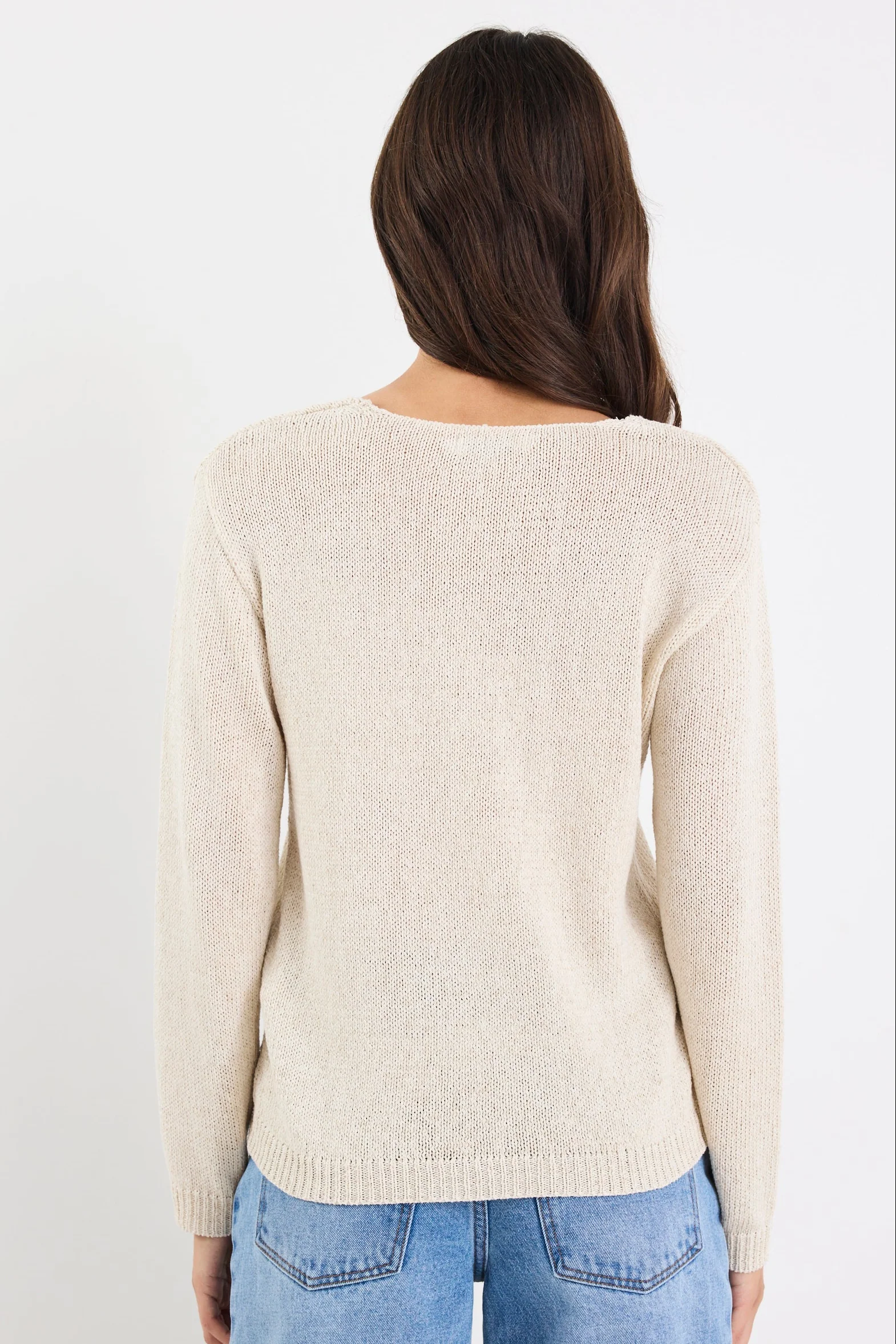 Afternoon Natural Relaxed V Neck Knit Jumper - Image 5