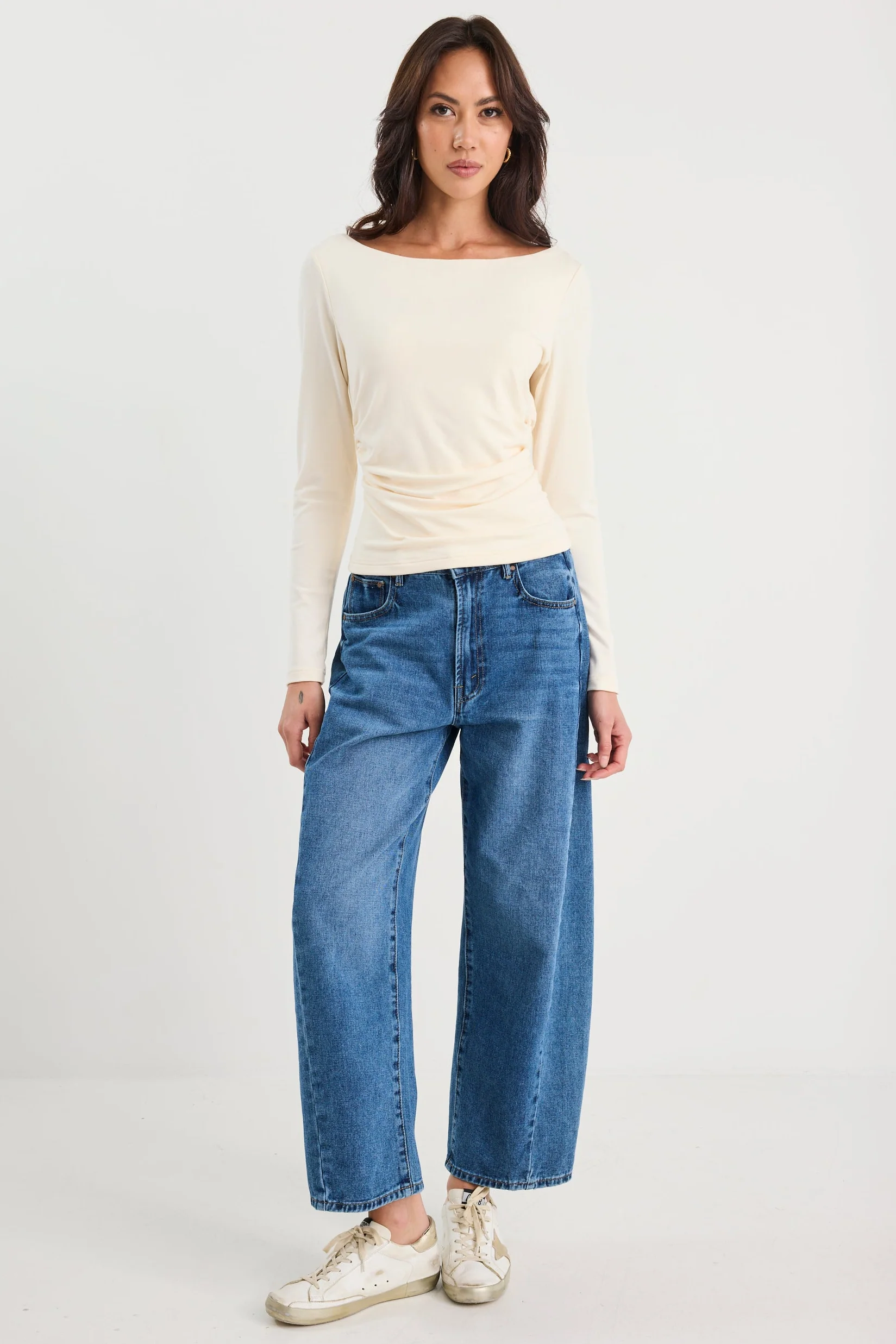 Alley Buttermilk Rib Boat Neck LS Top - Image 3