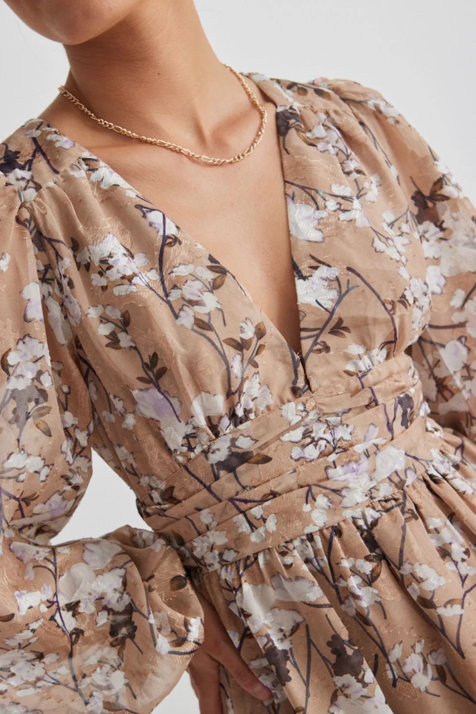 Always Possible Natural Floral Mini Dress - Image 3
