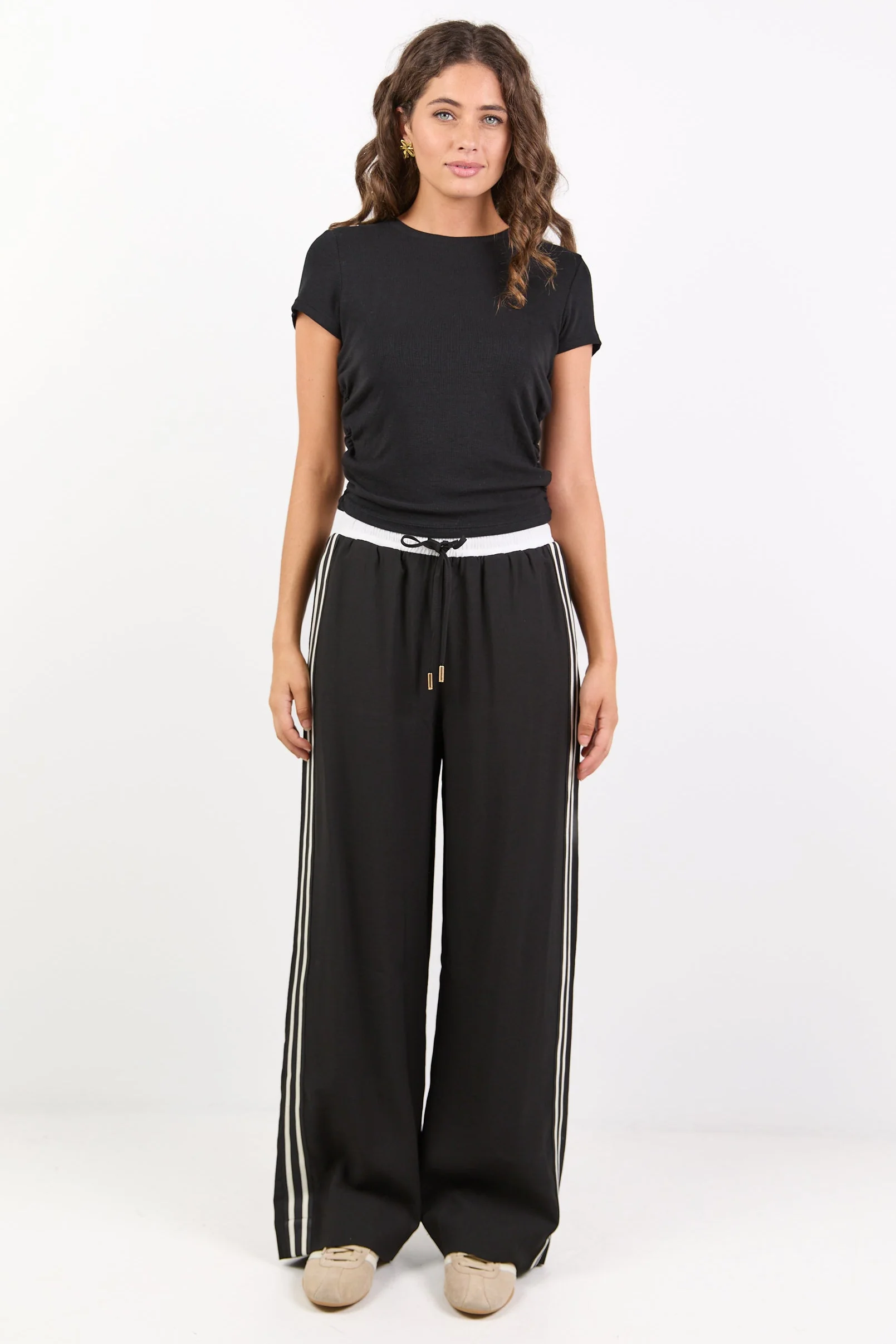 Ambient Black Contrast Waist Wide Leg Pants - Image 3