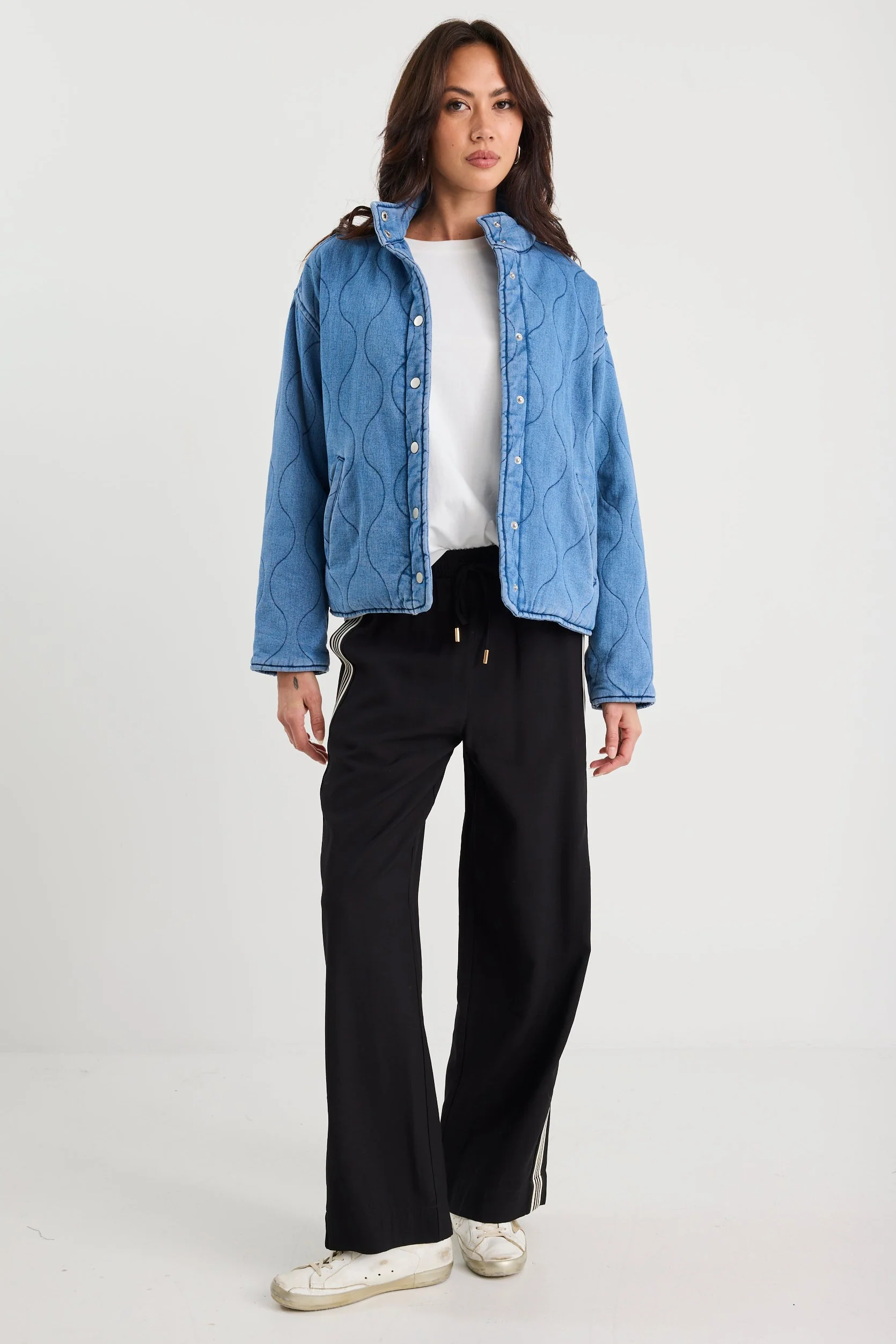 Apex Storm Blue Denim Collared Quilted Jacket - Image 5
