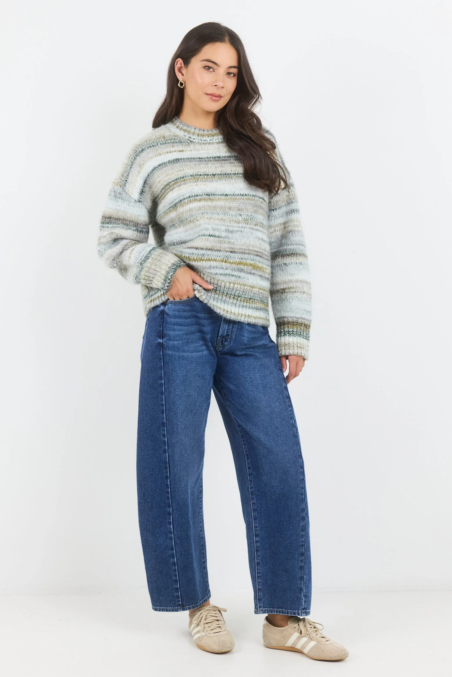 Arbitrary Khaki Multi Space Dye Crewneck Jumper - Image 3