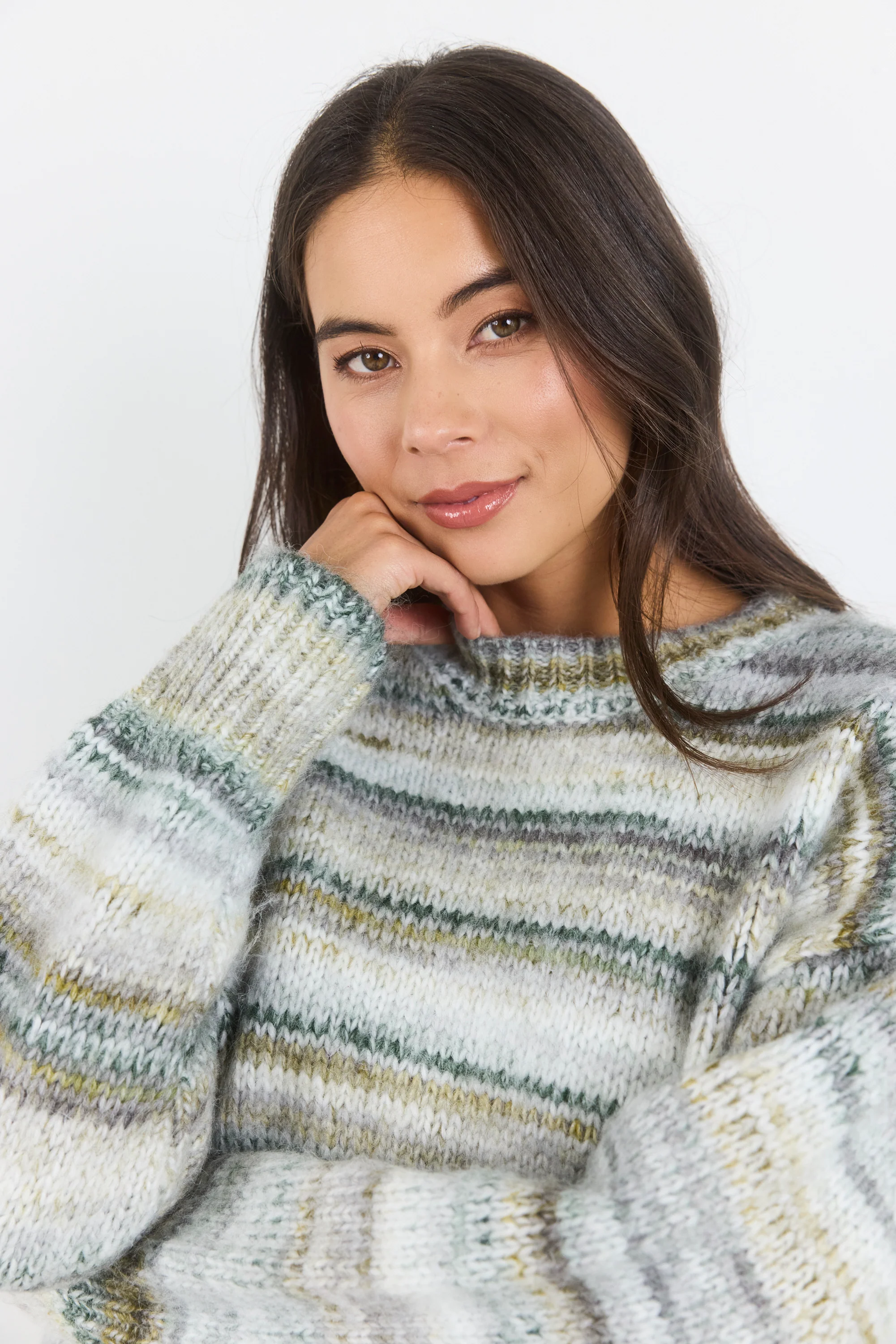 Arbitrary Khaki Multi Space Dye Crewneck Jumper - Image 4