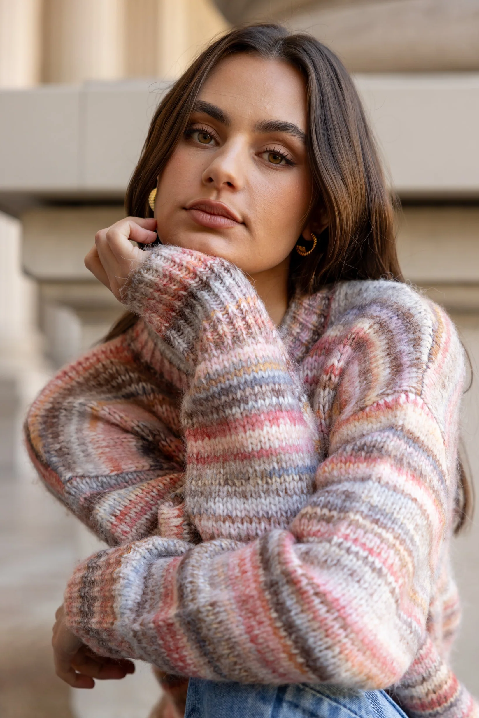 Arbitrary Rose Multi Space Dye Crewneck Jumper