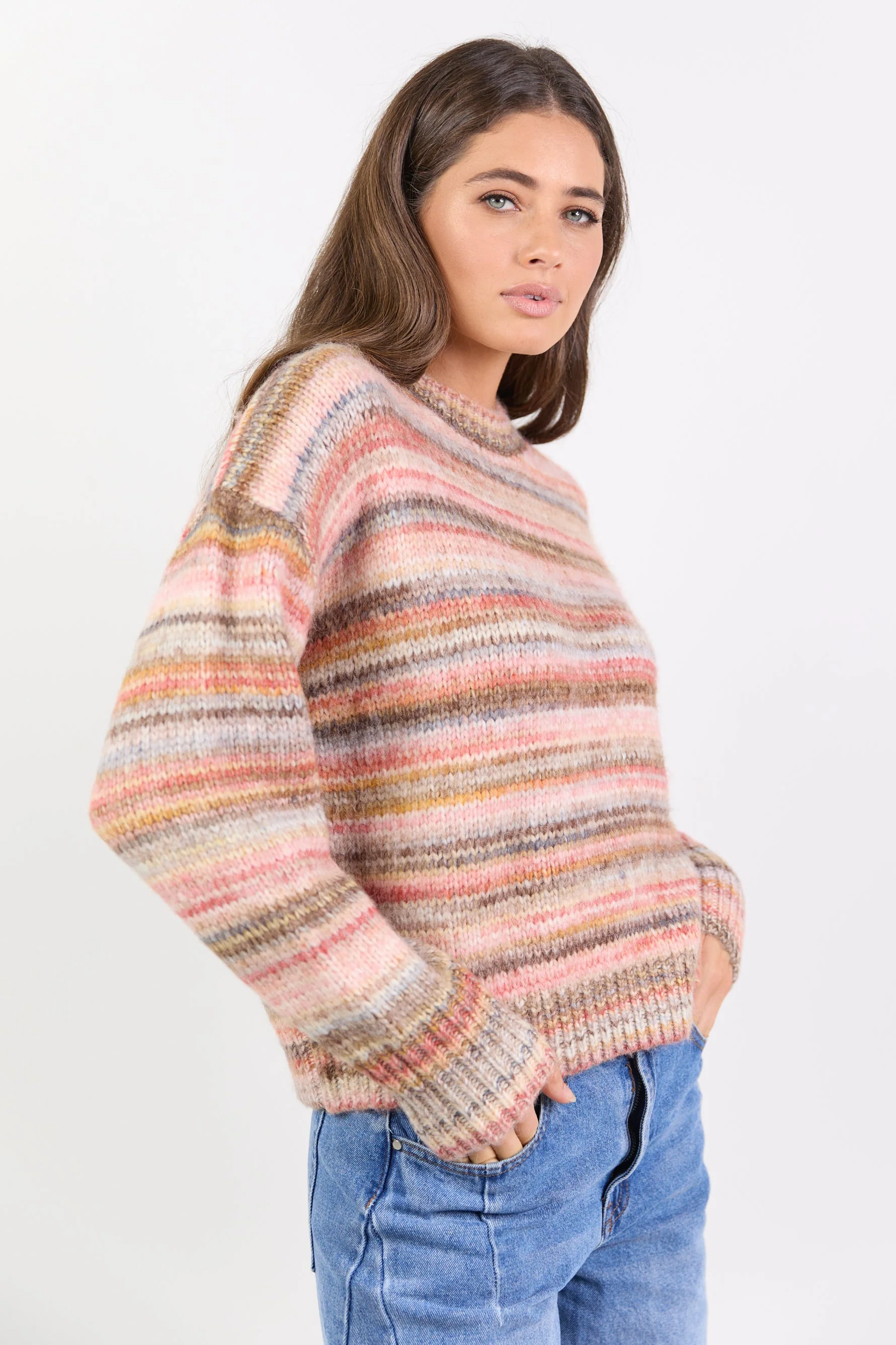 Arbitrary Rose Multi Space Dye Crewneck Jumper - Image 4