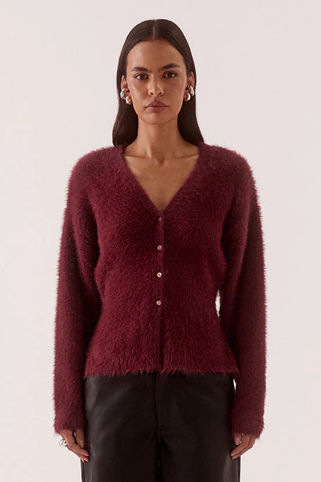 Arcade Vino Red Fluffy Cardi - Image 2