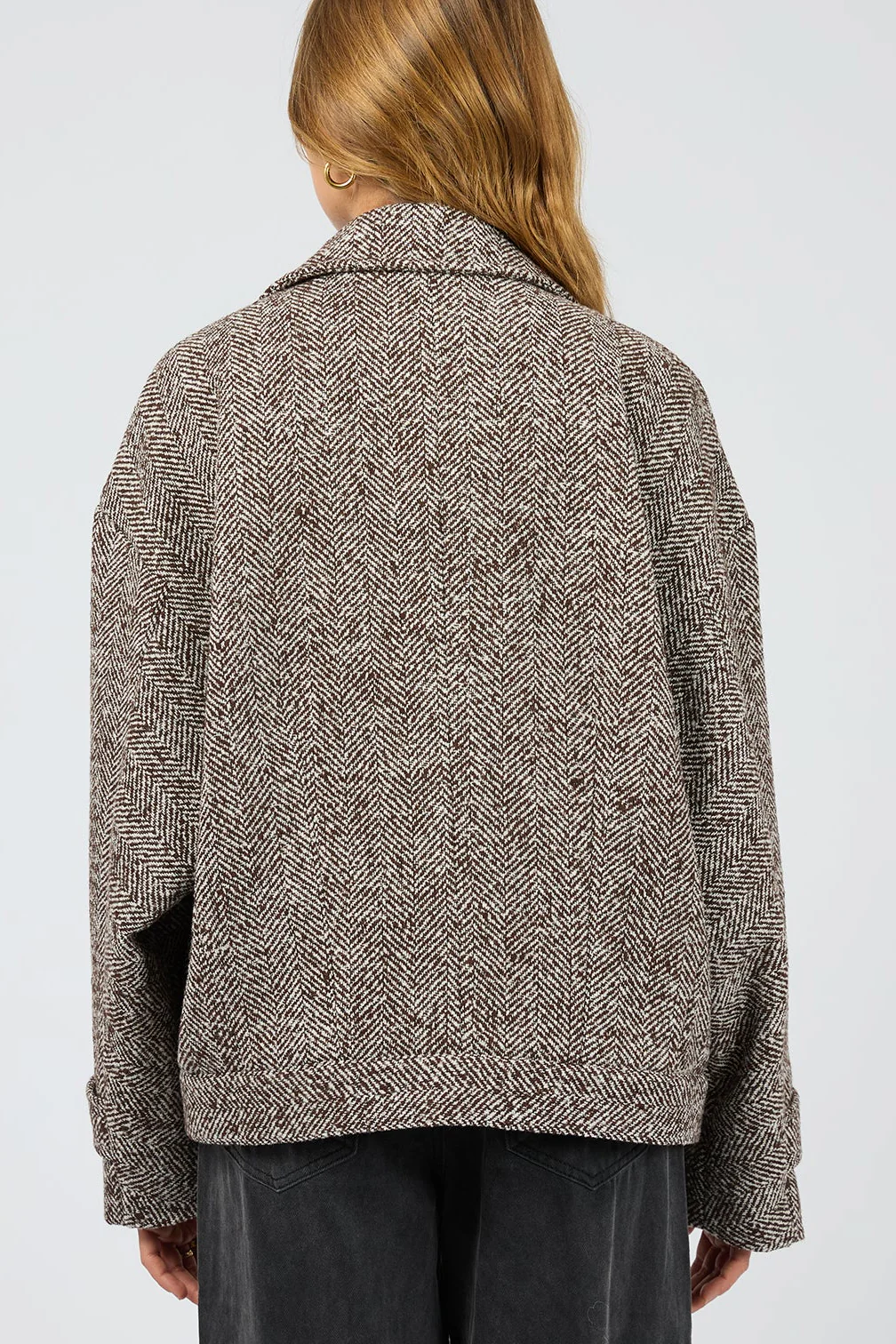 Asher Chocolate Herringbone Jacket - Image 3