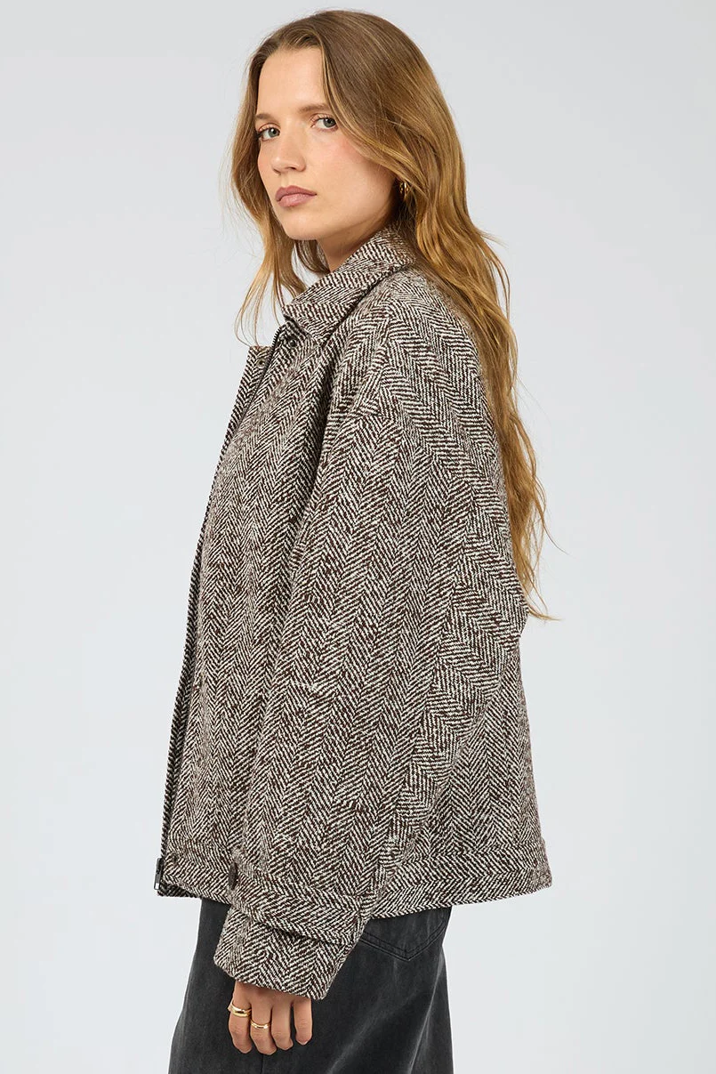 Asher Chocolate Herringbone Jacket - Image 4