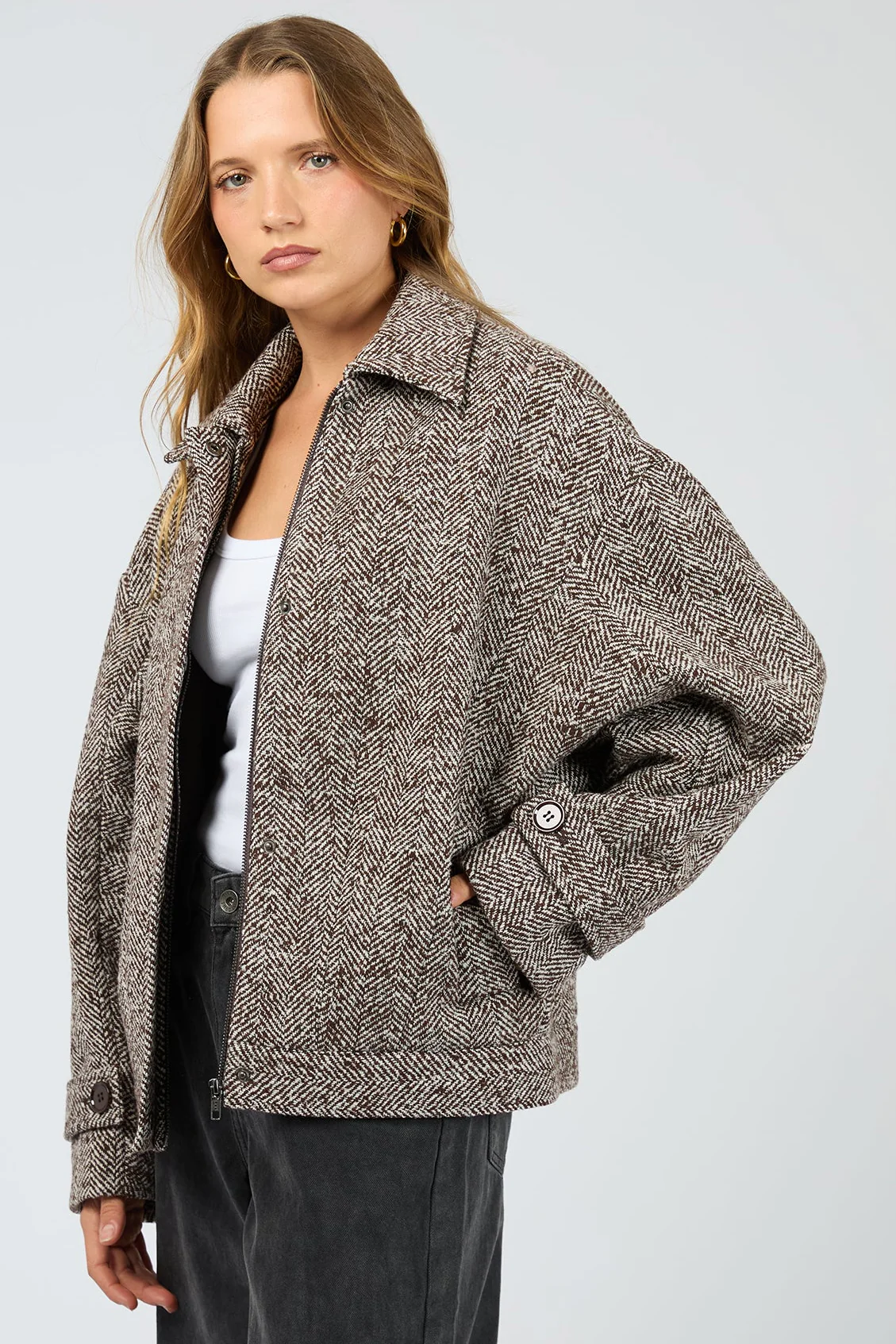 Asher Chocolate Herringbone Jacket - Image 5