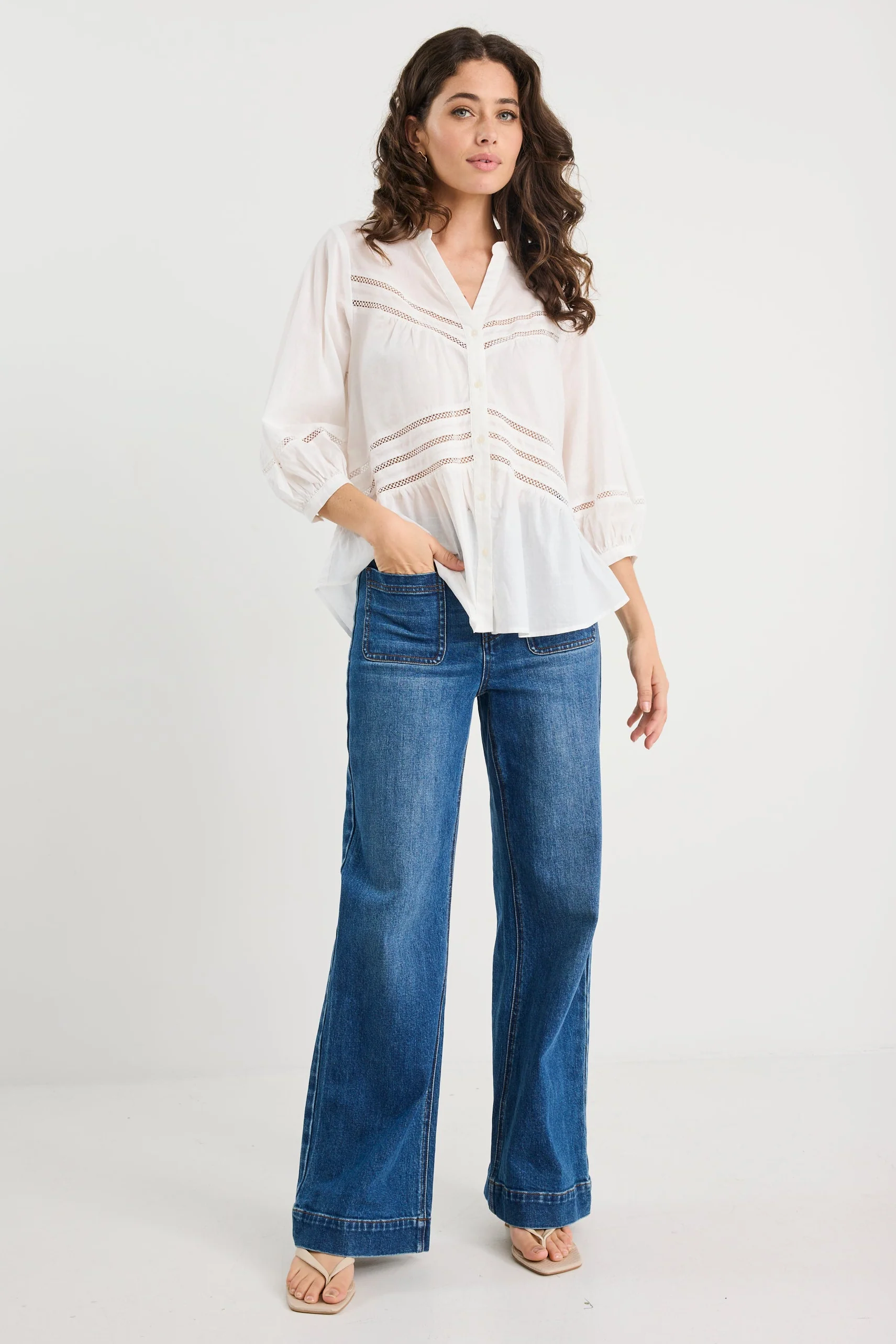 Astound Ivory Lace Trim SS Top - Image 2