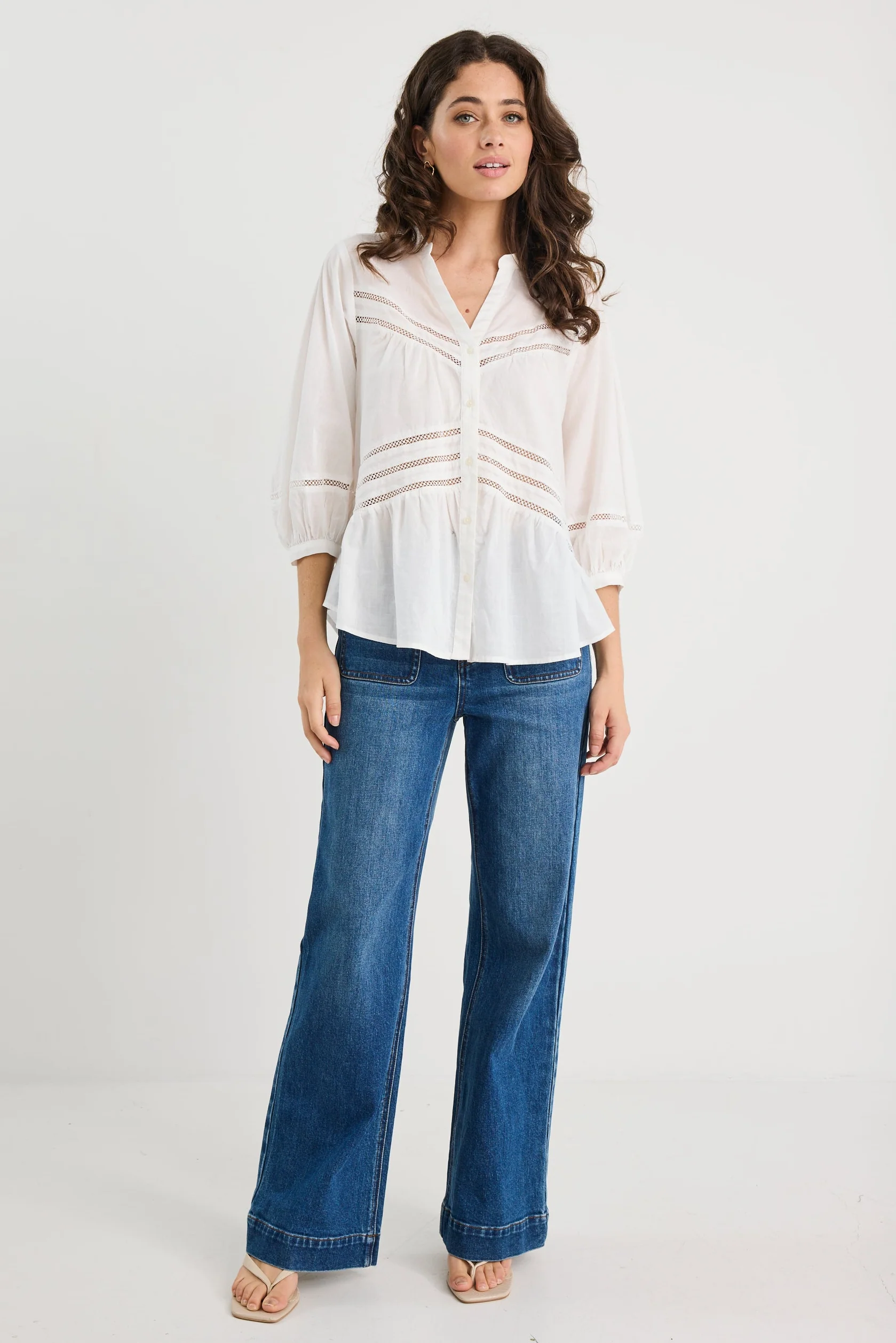 Astound Ivory Lace Trim SS Top - Image 5