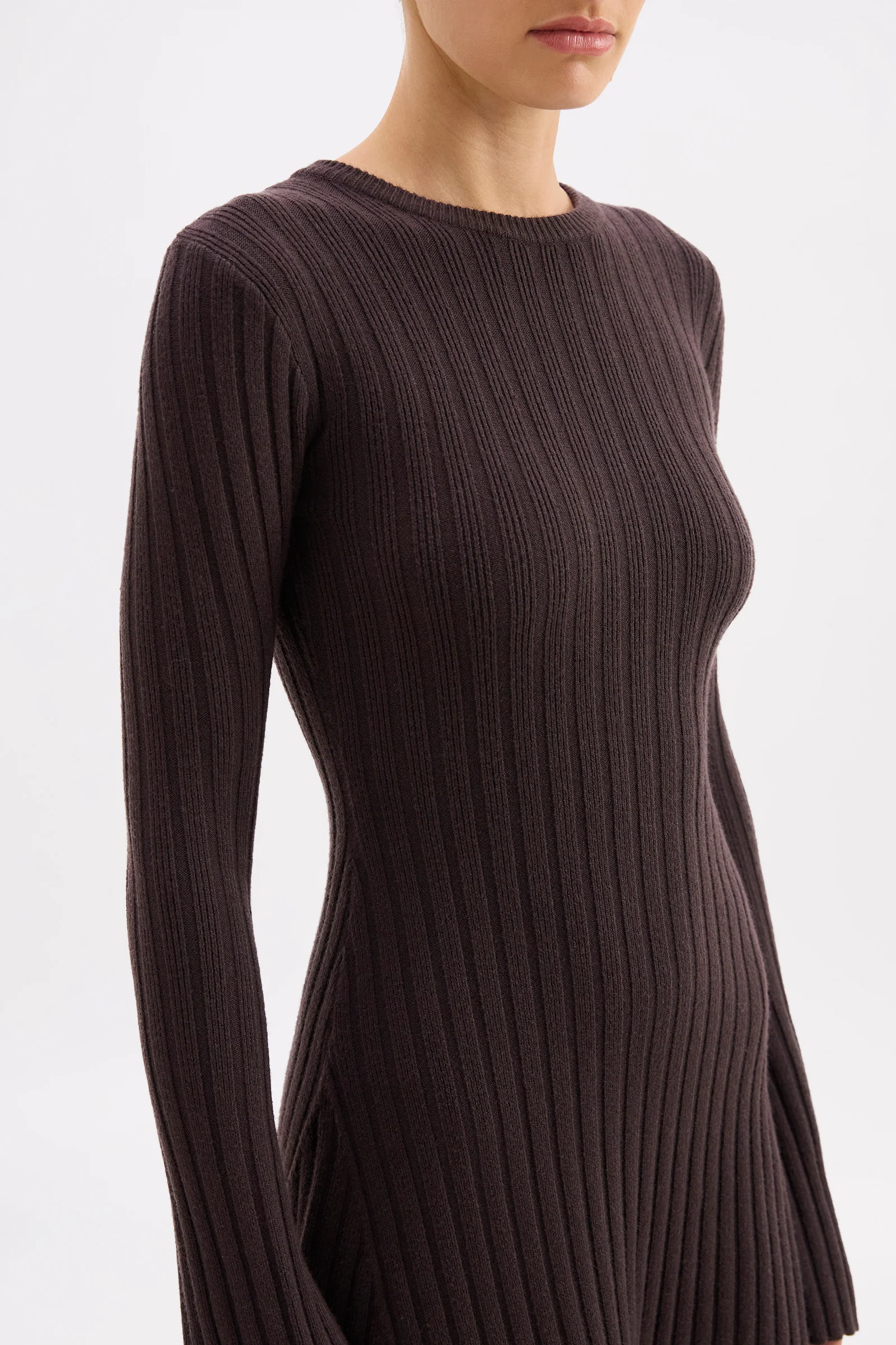 Astrid Espresso Knit LS Mini Dress - Image 5