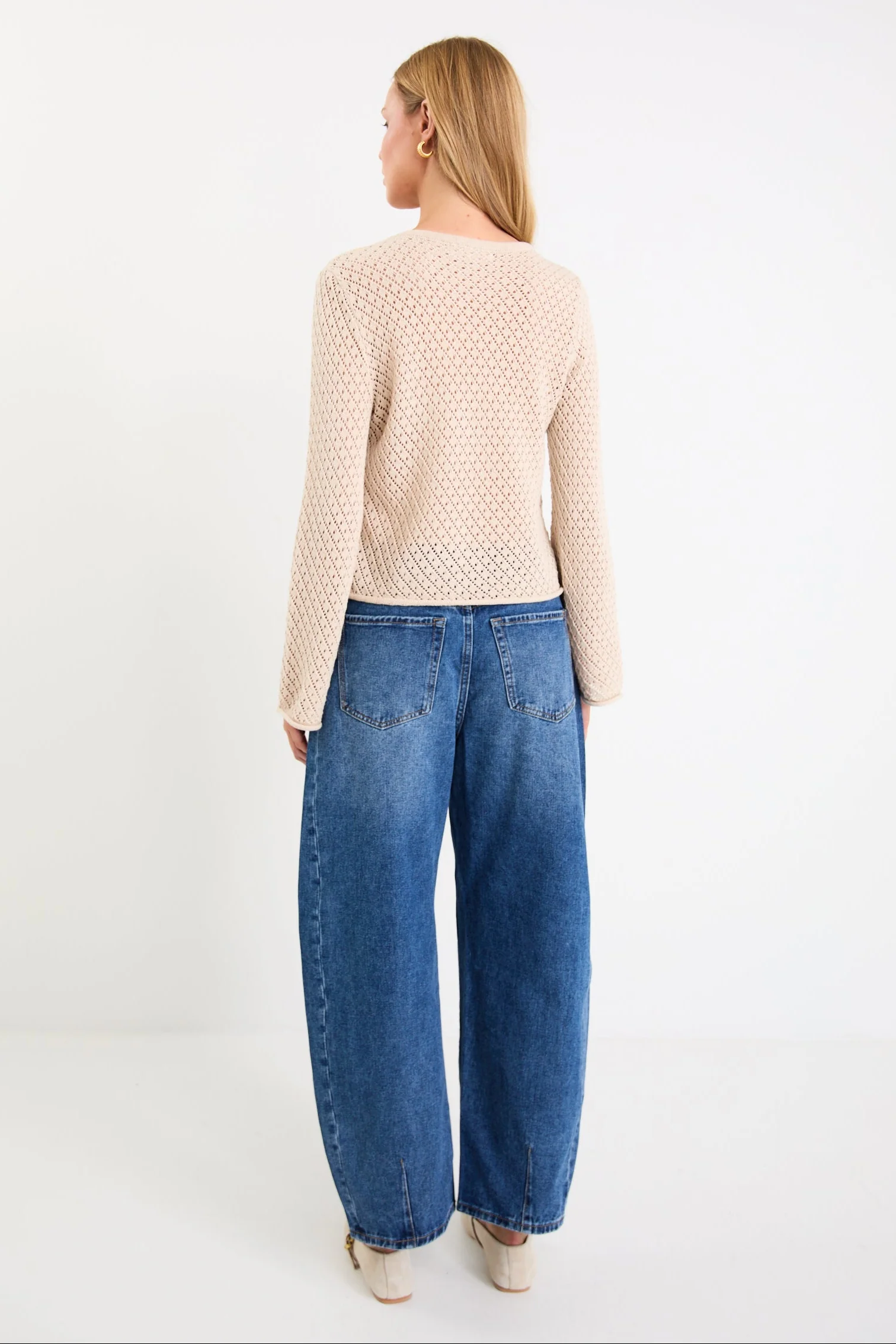 Aurora String Scoop Neck Crochet Knit Jumper - Image 4