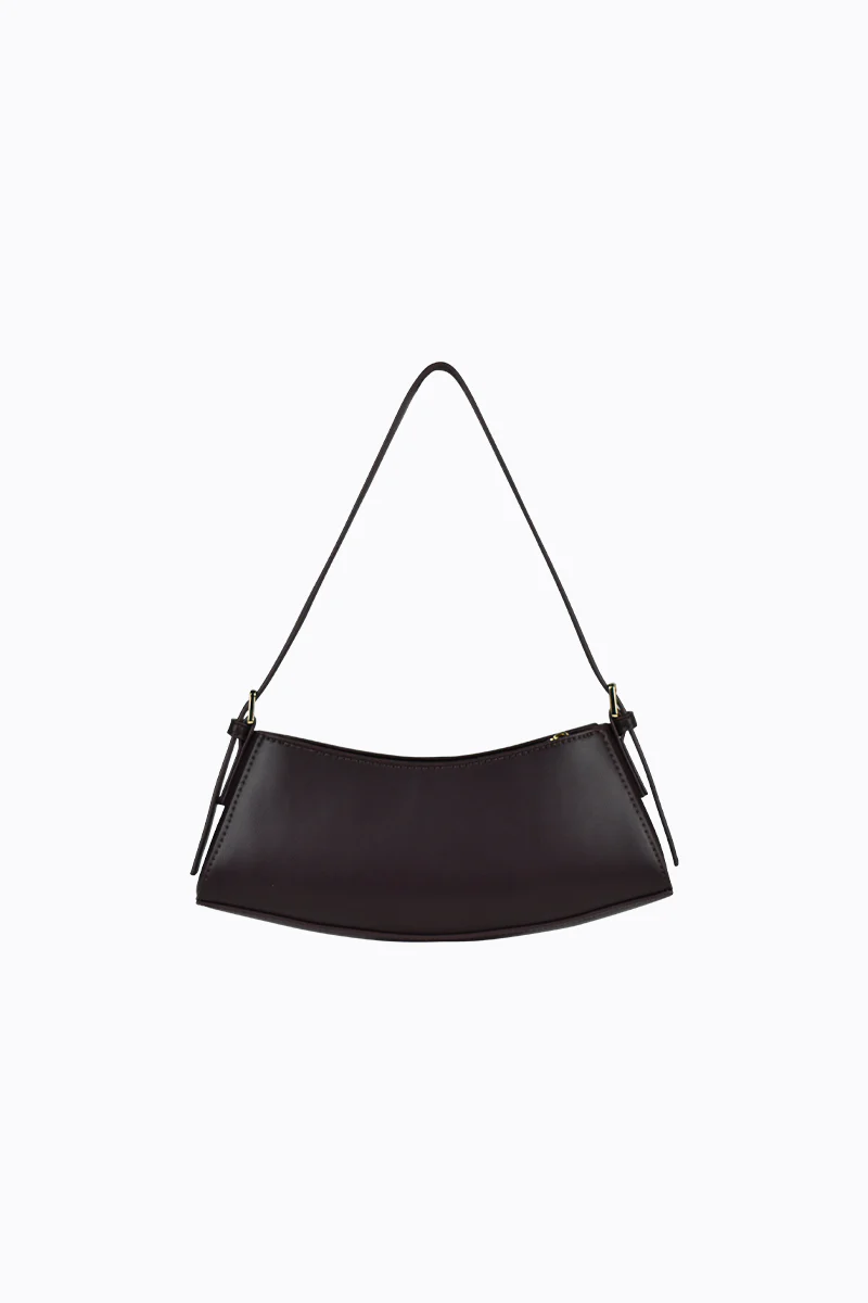 Bessi Chocolate Vegan Leather Gold Hardware Shoulder Bag - Image 4