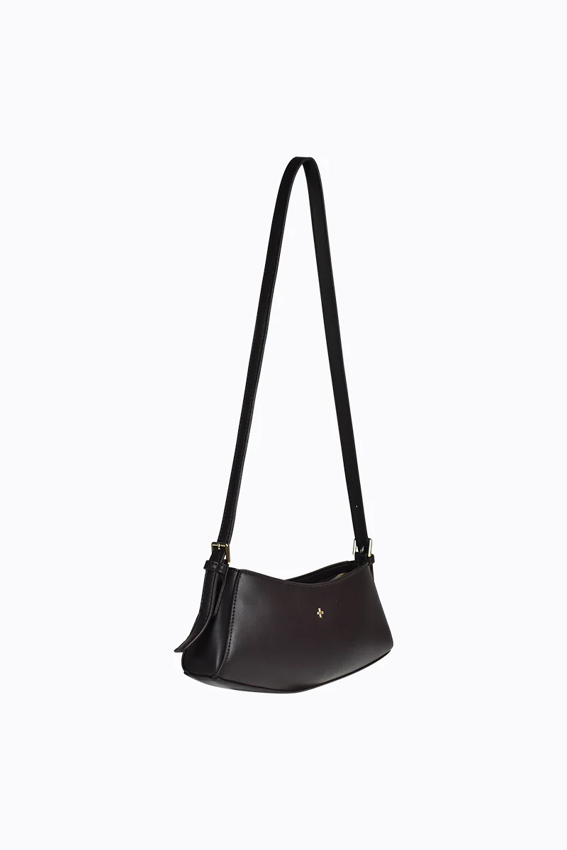 Bessi Chocolate Vegan Leather Gold Hardware Shoulder Bag - Image 5
