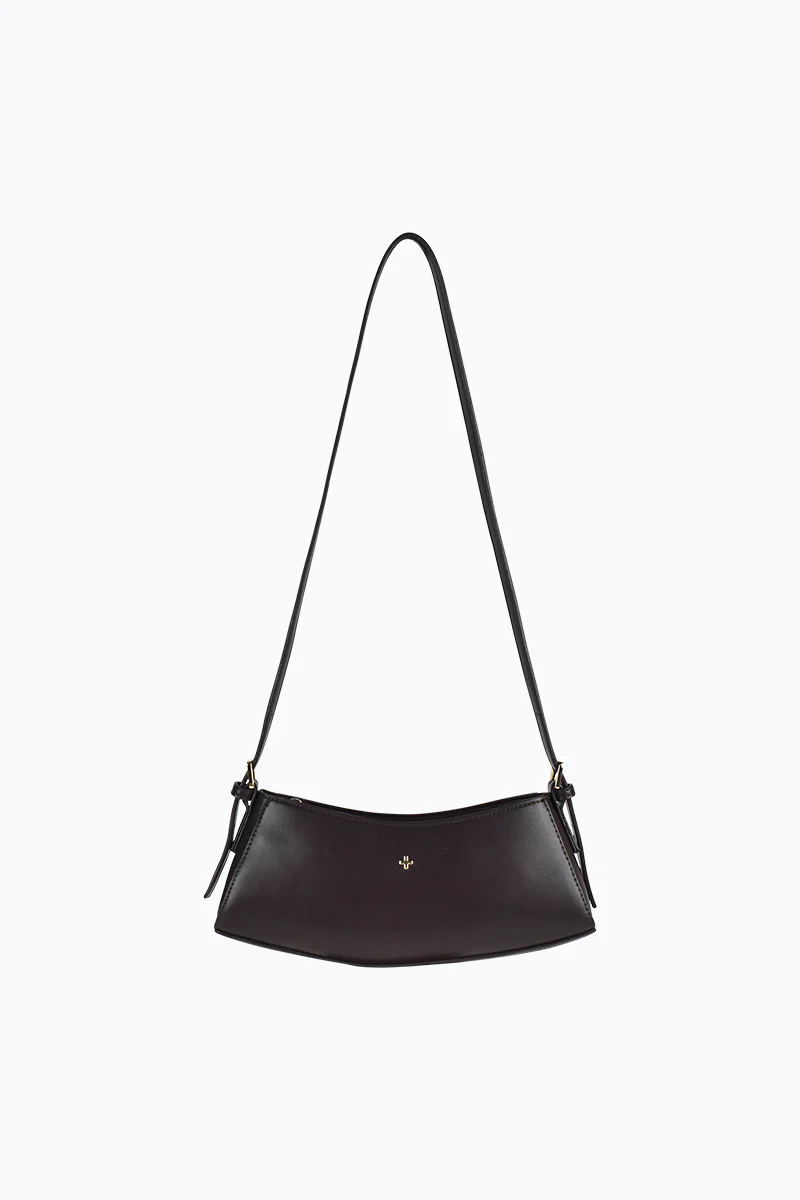 Bessi Chocolate Vegan Leather Gold Hardware Shoulder Bag - Image 6