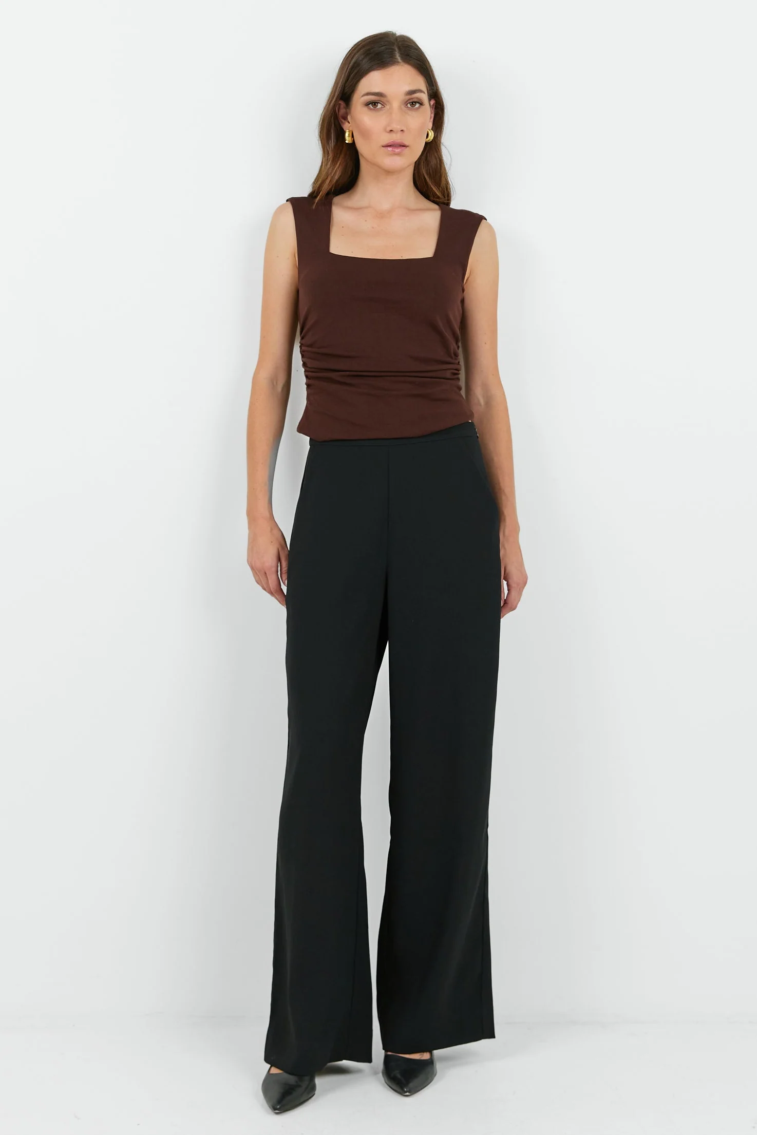 Best Life Black Soft Crepe Wide Leg Pant
