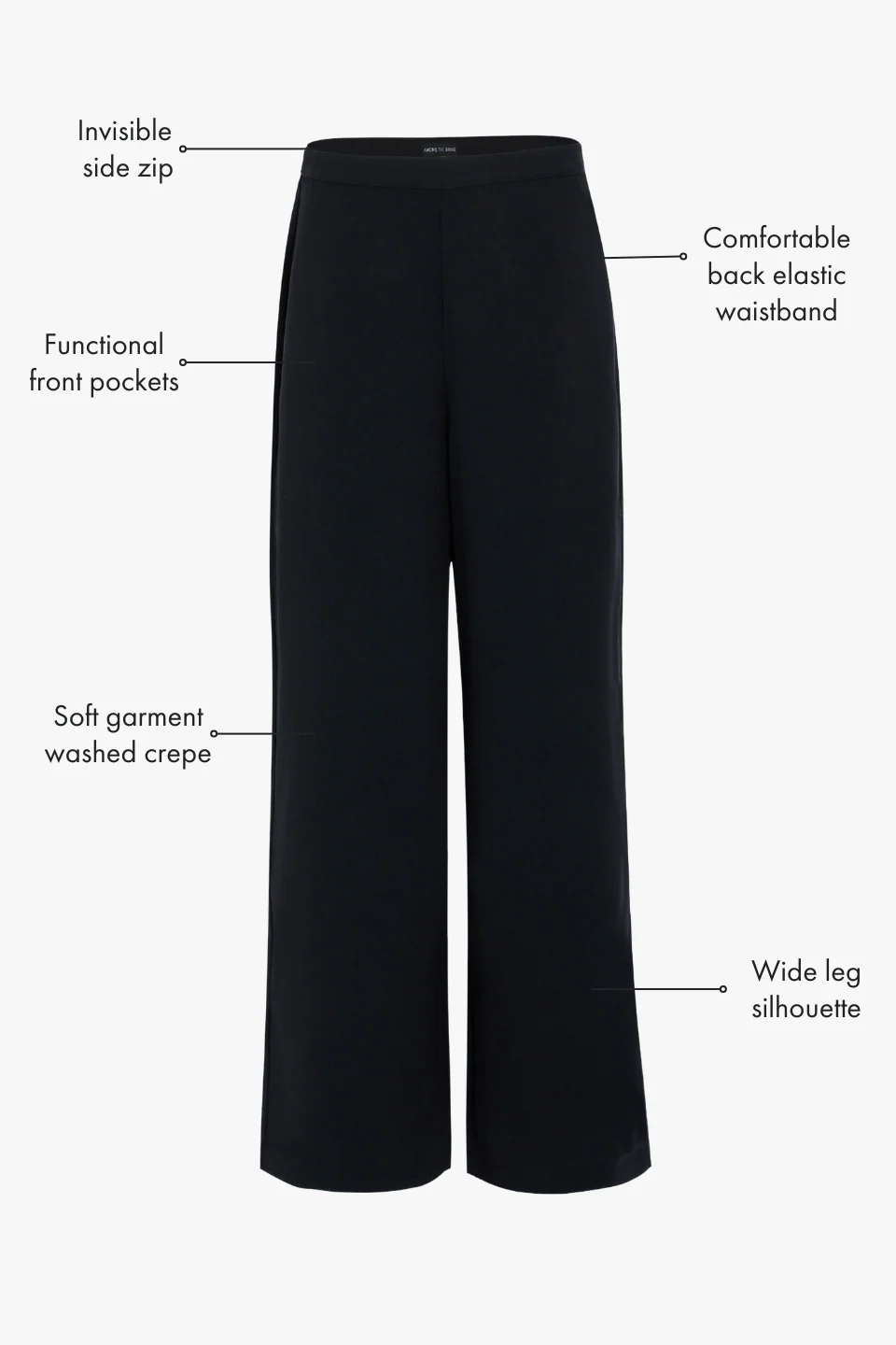 Best Life Black Soft Crepe Wide Leg Pant - Image 6