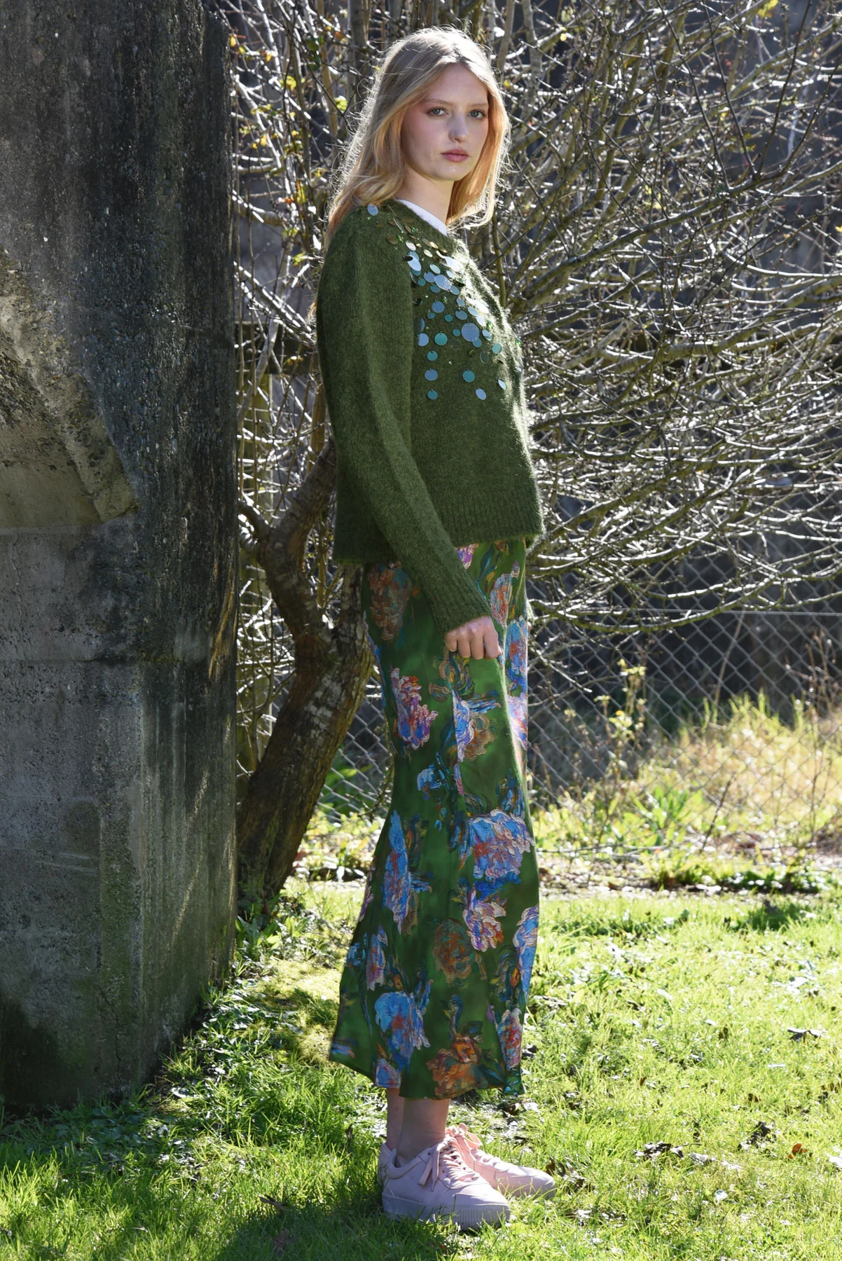 Bias The Way Green Floral Maxi Skirt - Image 2