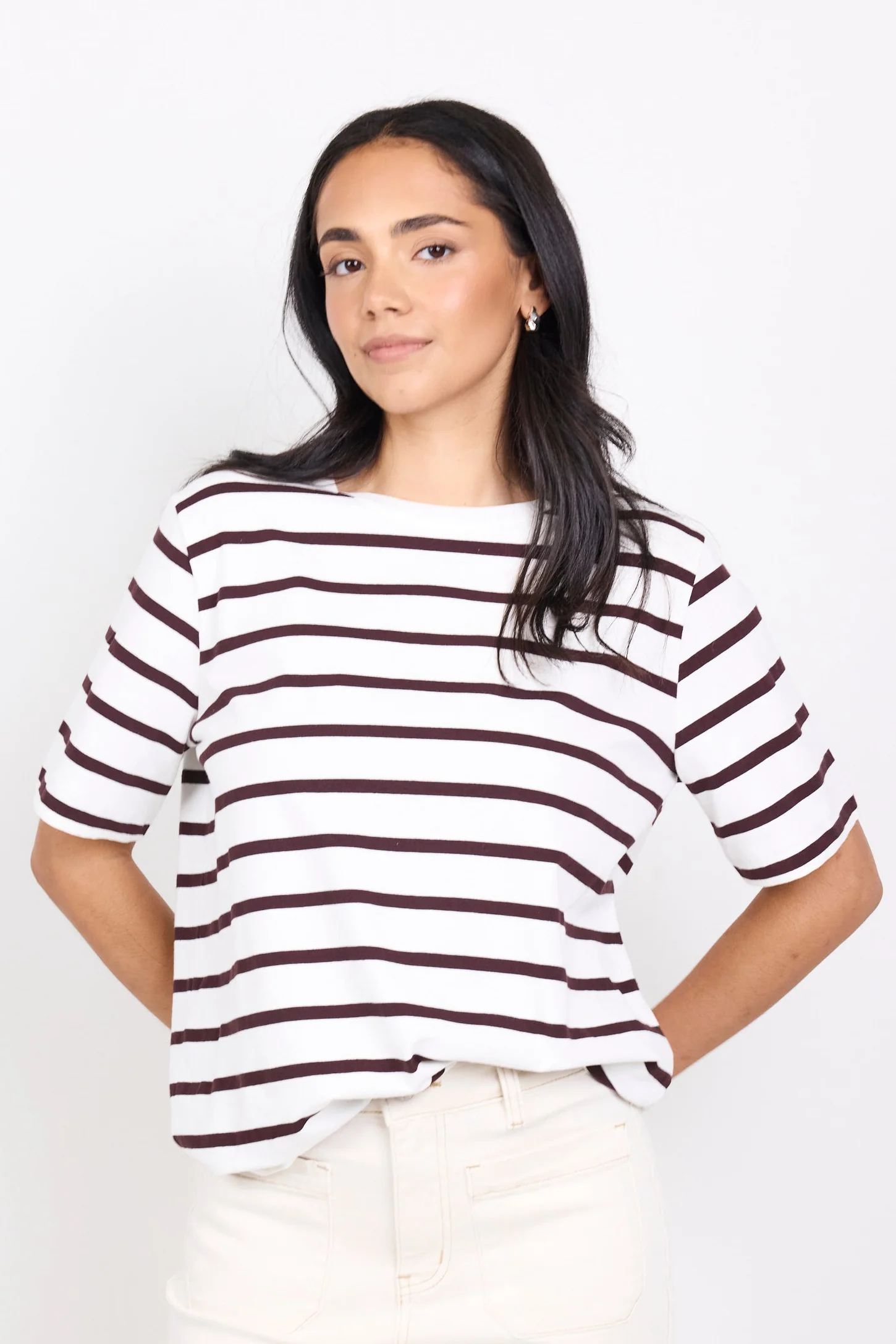 Binding Chocolate White Stripe Boxy Fit Tee - Image 3