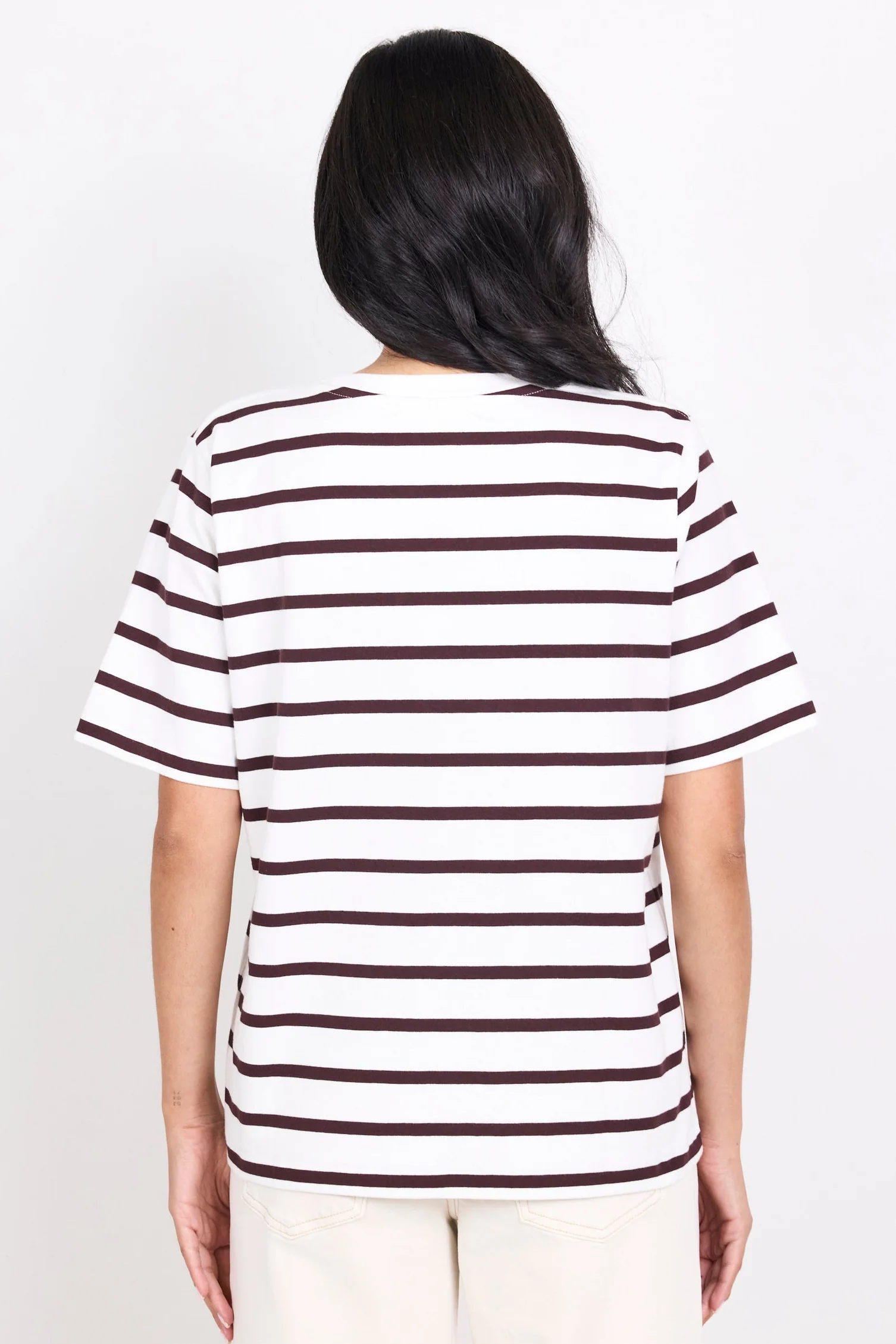 Binding Chocolate White Stripe Boxy Fit Tee - Image 5