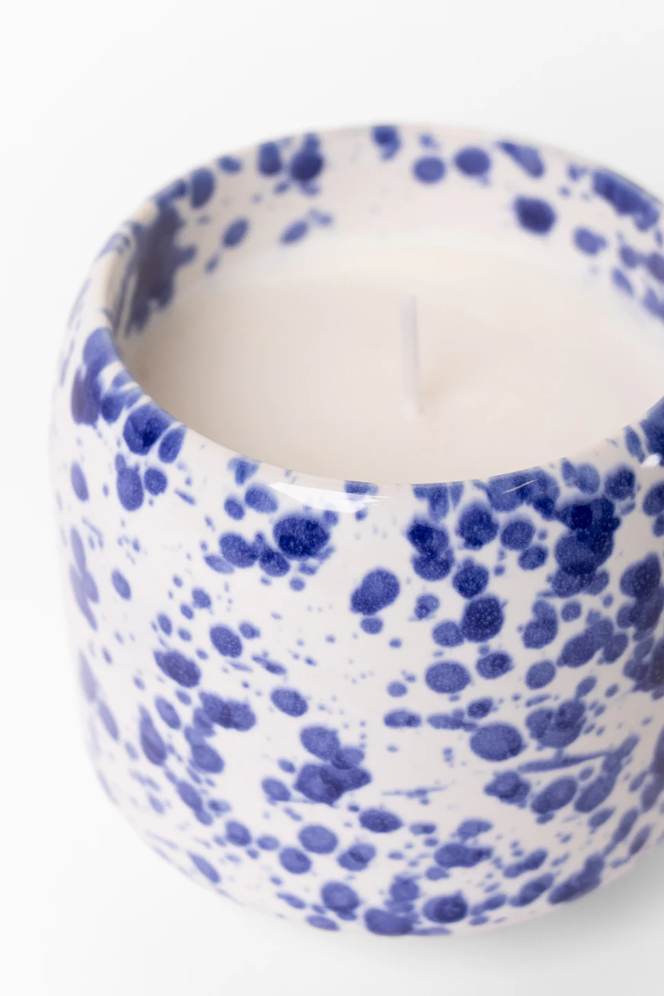Blue Splash Glazed Ceramic Soy Wax Candle - Image 3
