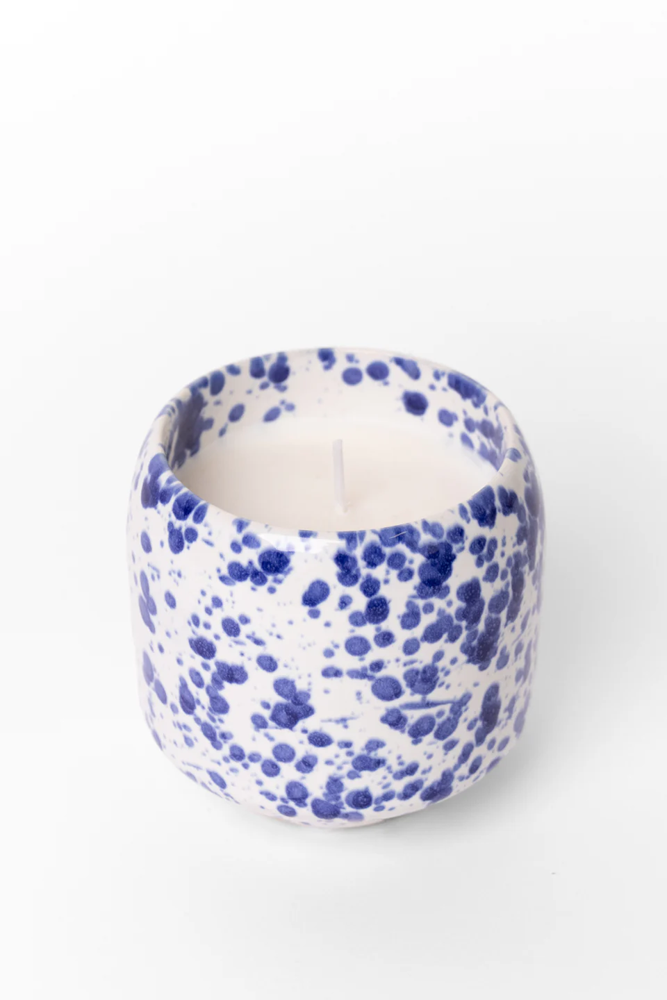 Blue Splash Glazed Ceramic Soy Wax Candle - Image 4