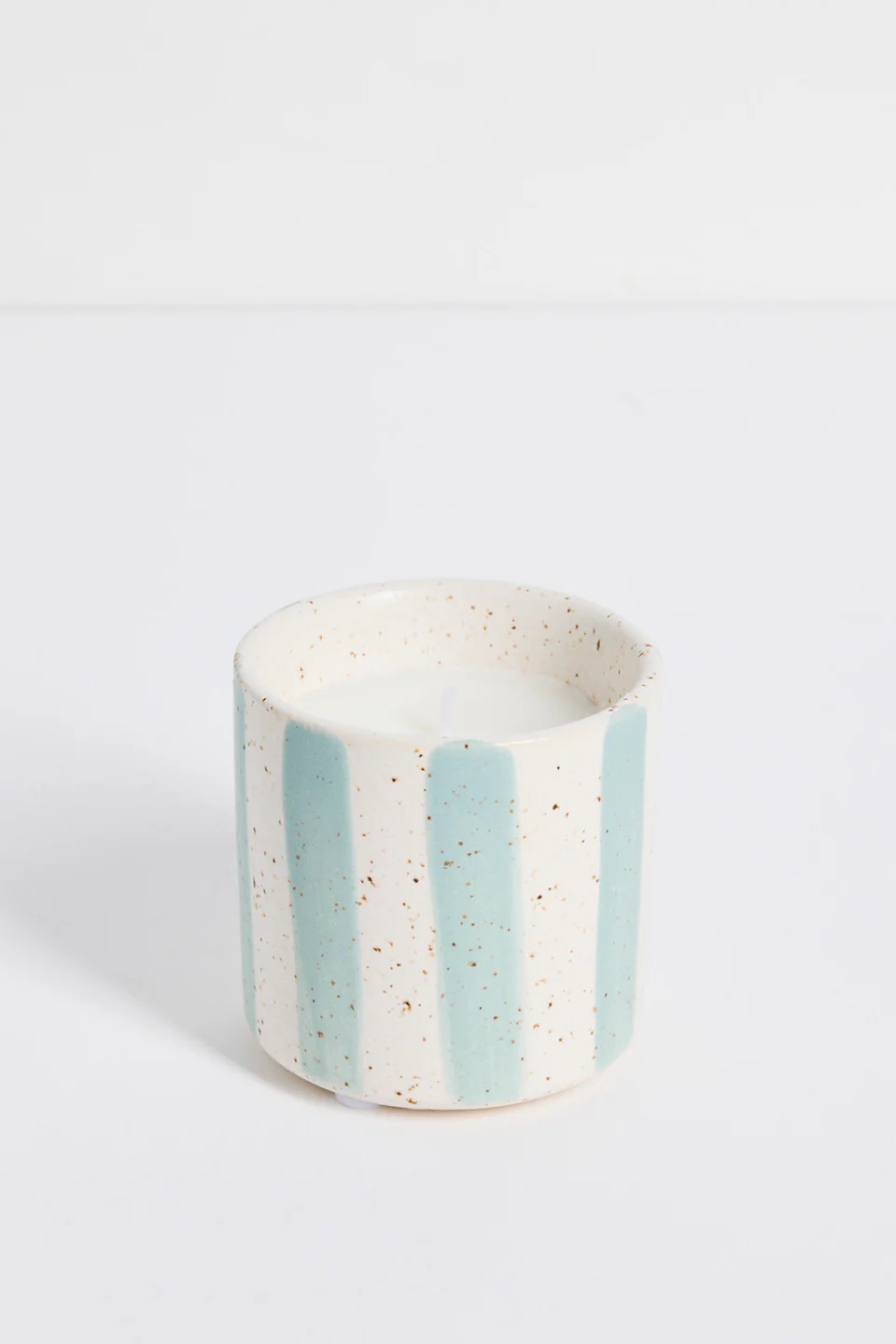 Blue Stone Stripe Small Ceramic Soy Wax Candle