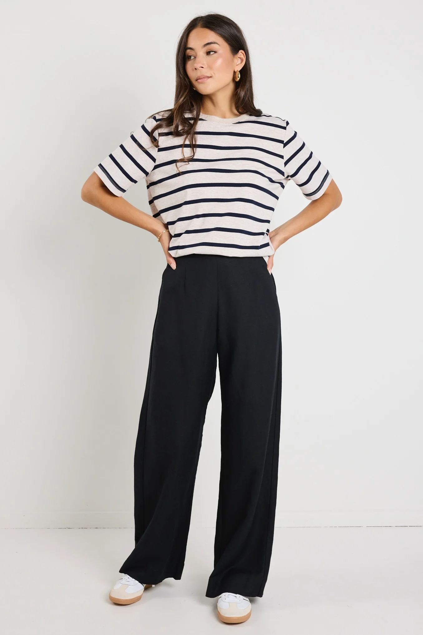 Boulevard Black Linen Viscose Wide Leg Pants - Image 4