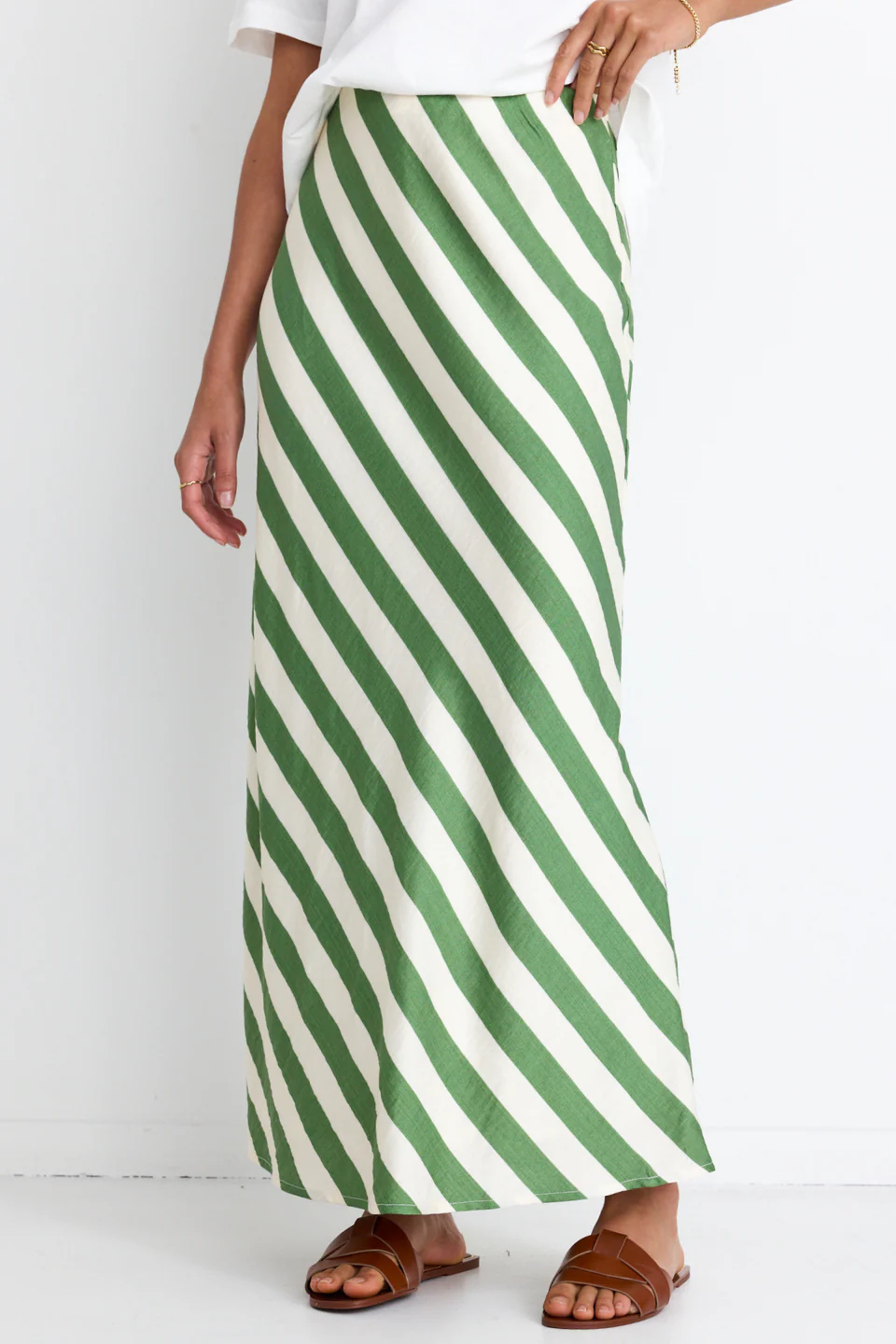 Breathe Apple Stripe Bias Maxi Skirt - Image 3
