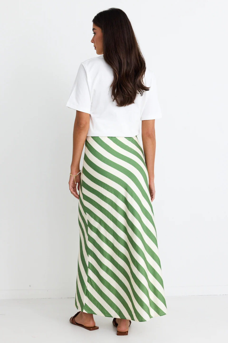 Breathe Apple Stripe Bias Maxi Skirt - Image 4