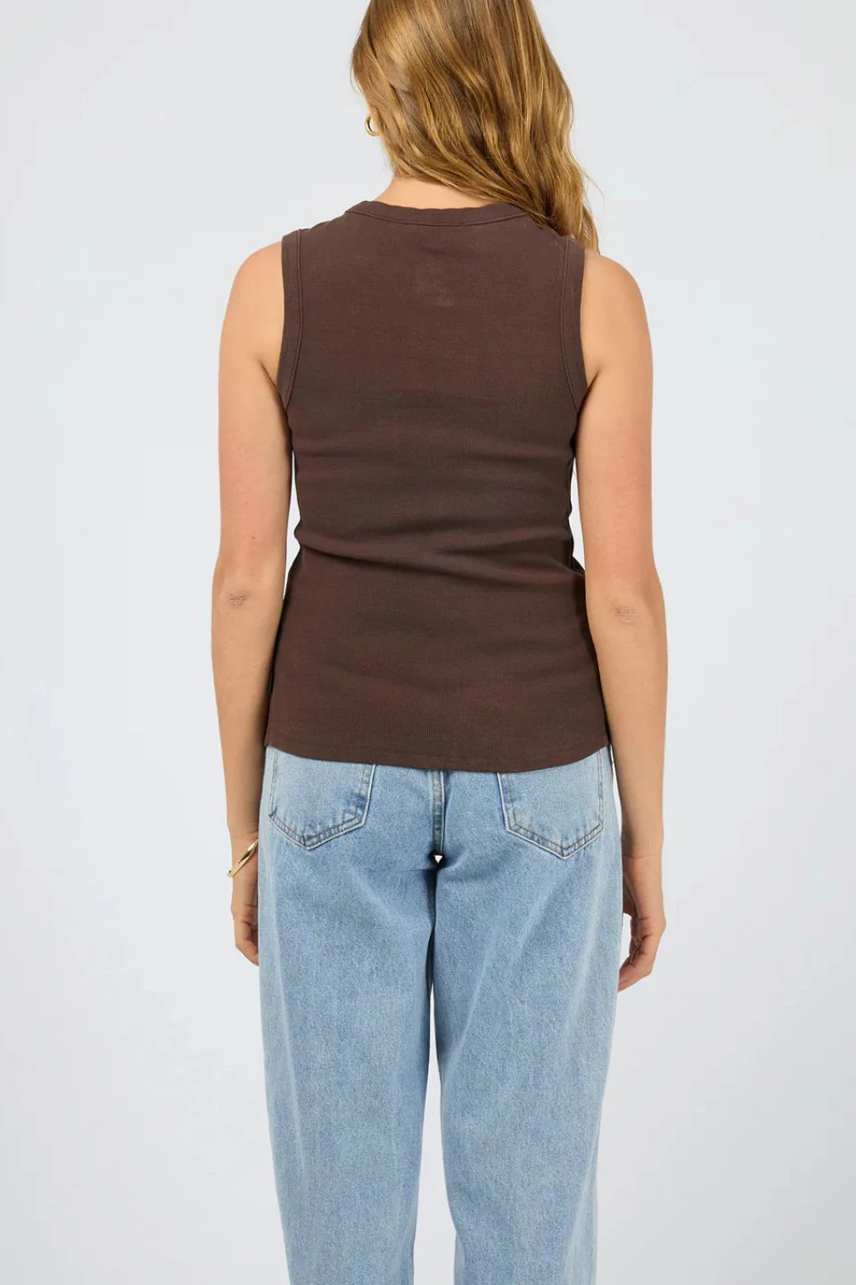 Button Up Chocolate Rib Sleeveless Tank - Image 4