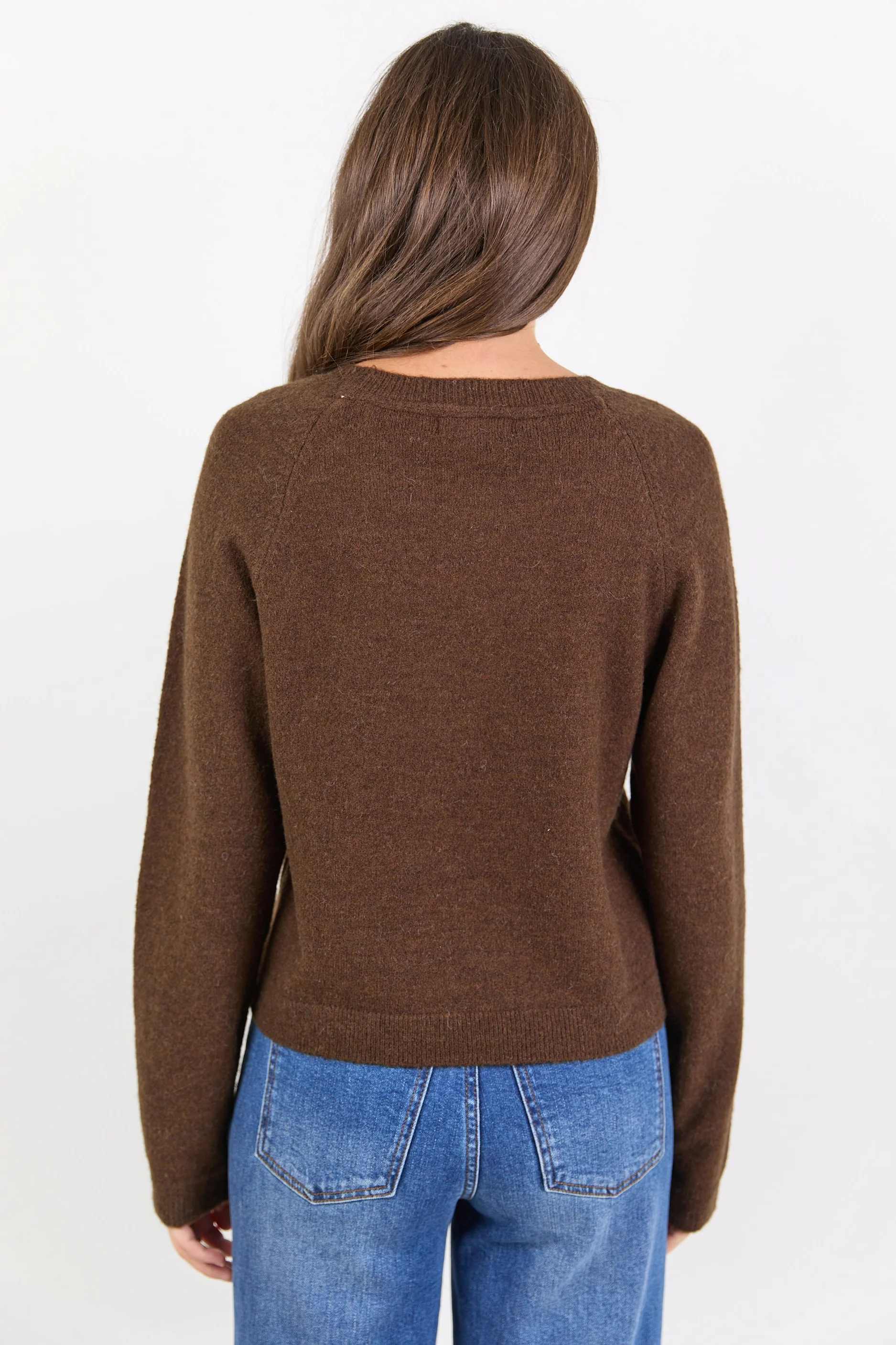 Camelia Chocolate Alpaca Blend Long Raglan Sleeve Crewneck Knit Jumper - Image 5