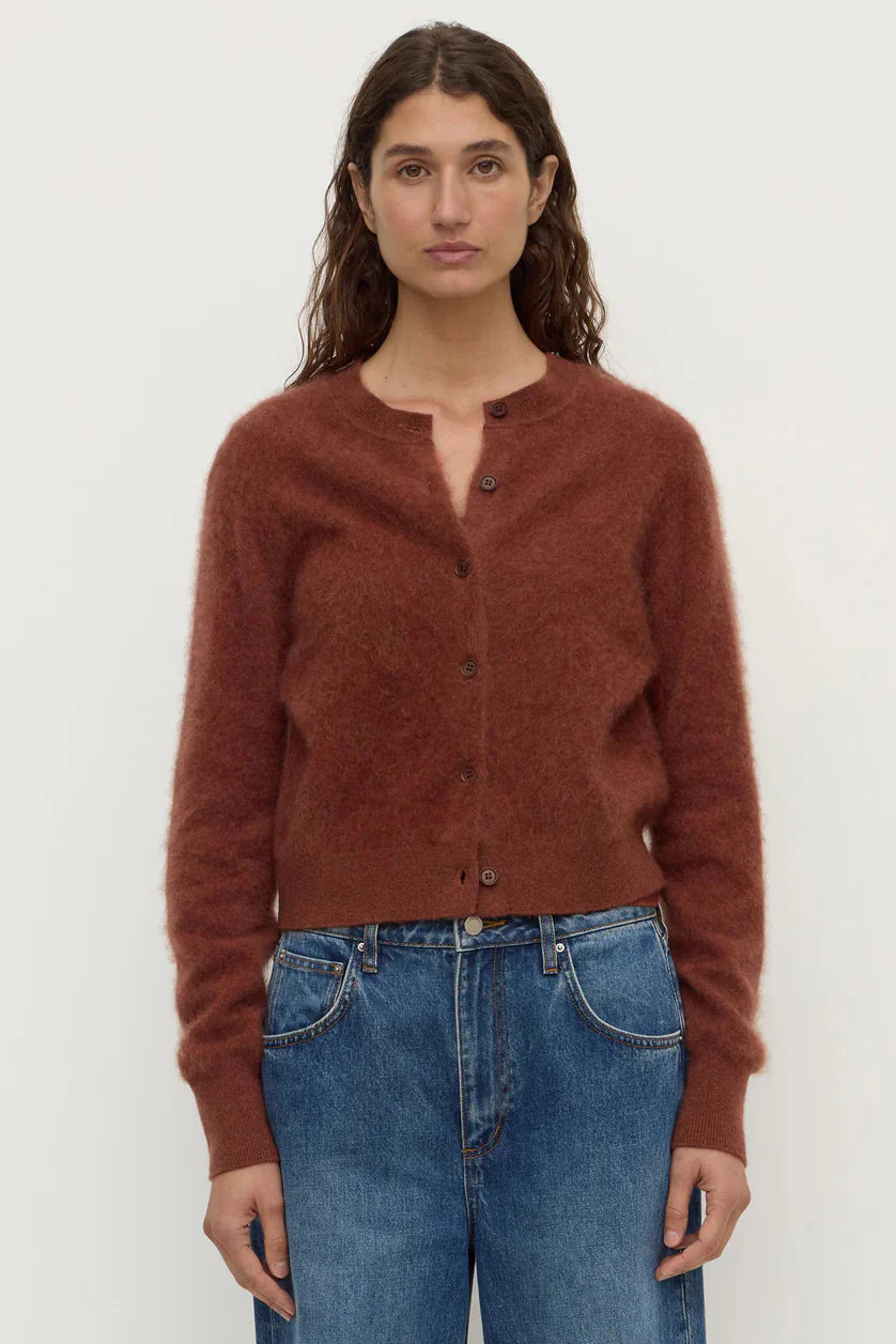 Carina Burnt Amber Merino Wool Cardigan - Image 2