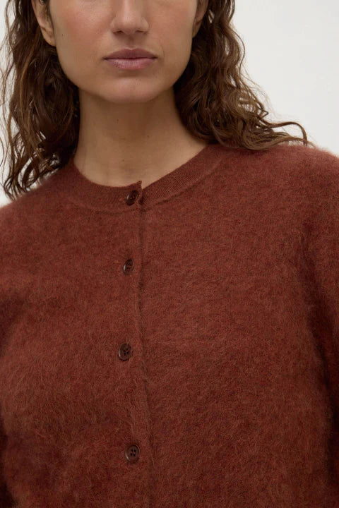 Carina Burnt Amber Merino Wool Cardigan - Image 3