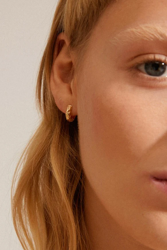 Carla Recycled Gold Plated EOL Huggie Hoop Earrings - Image 2