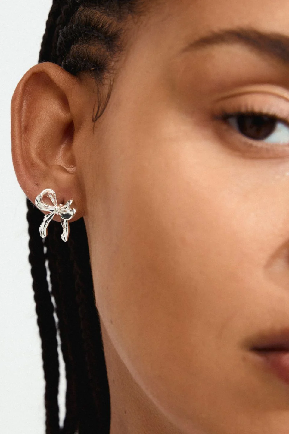 Cassian Recycled Silver Plated Bow Stud Earrings