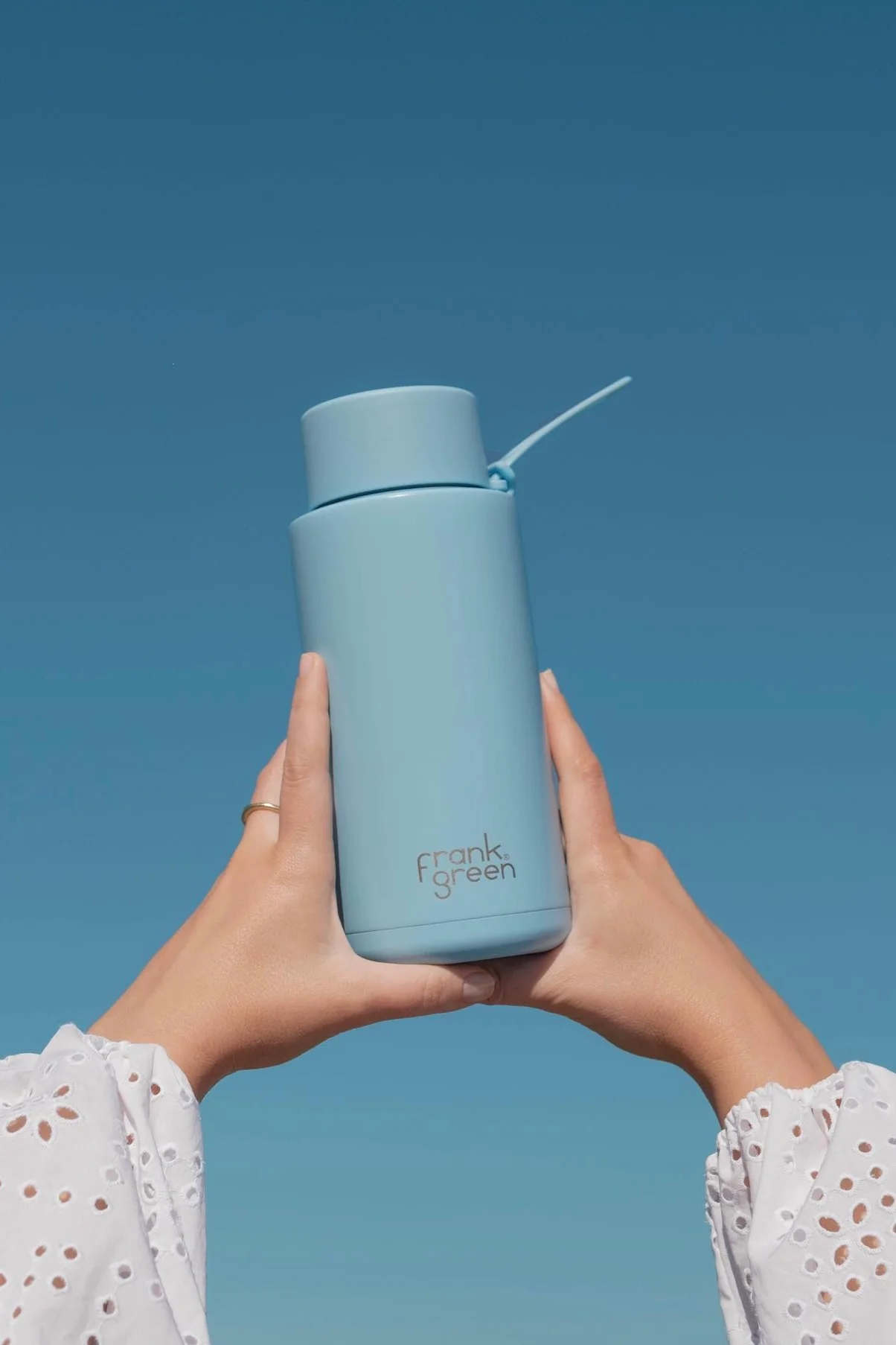 Ceramic Reusable Sky Blue 1ltr Bottle with Straw Lid - Image 2