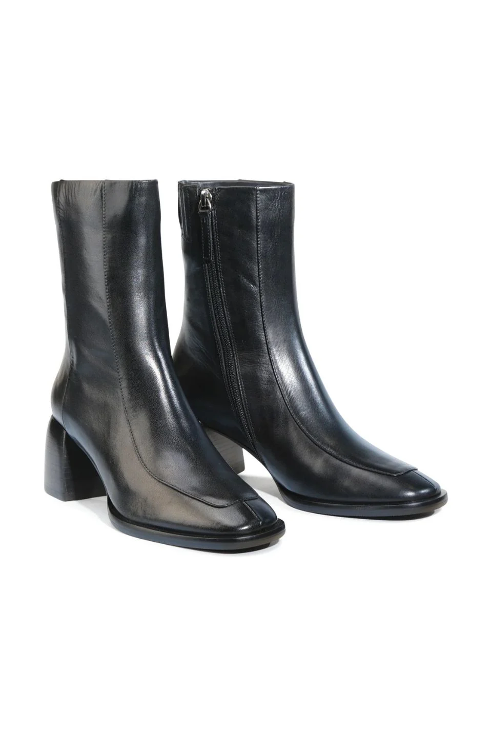 Charline Black Leather Mid Heel Boot - Image 2