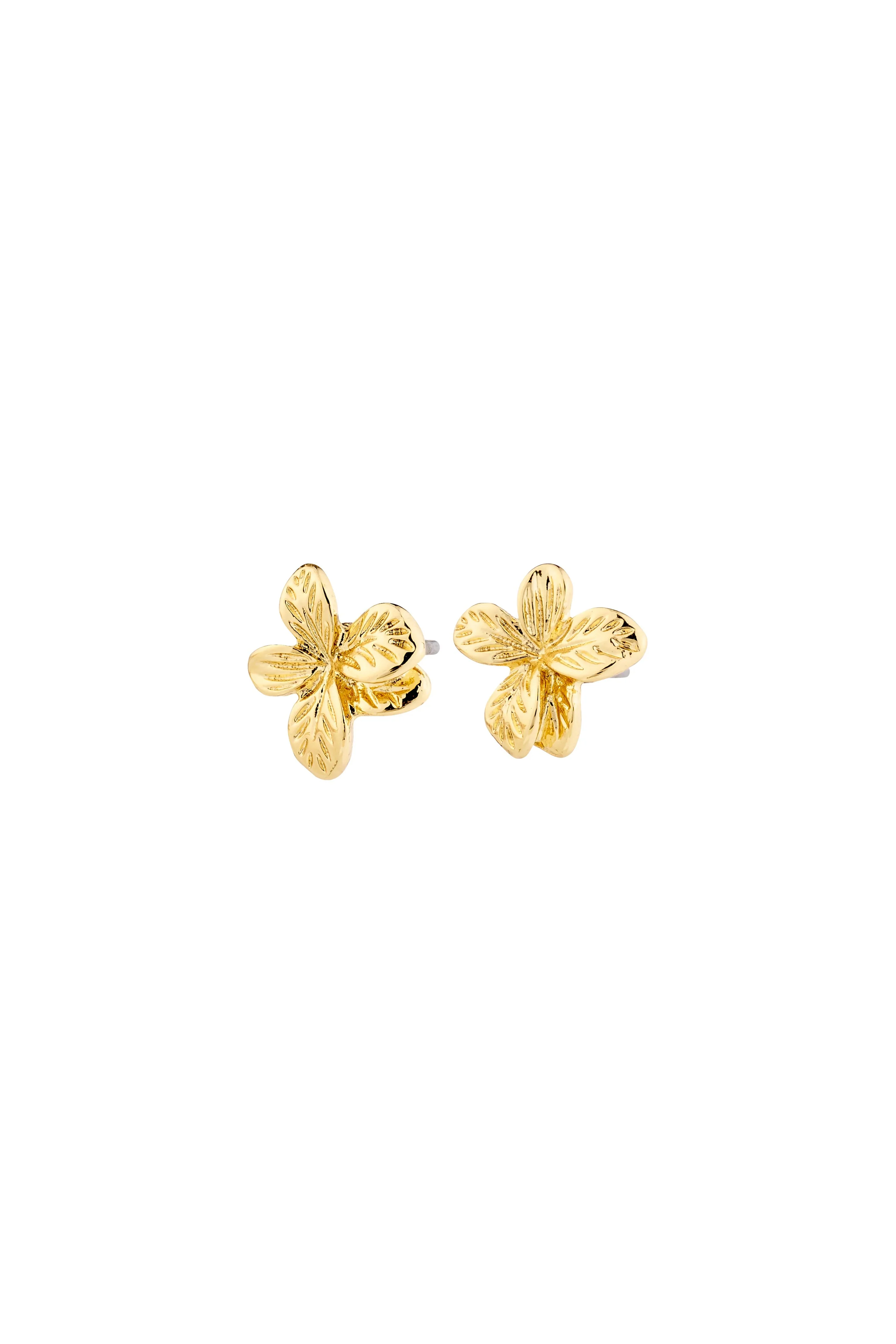 Charmaine Recycled Gold Plated Flower Stud Earrings - Image 2