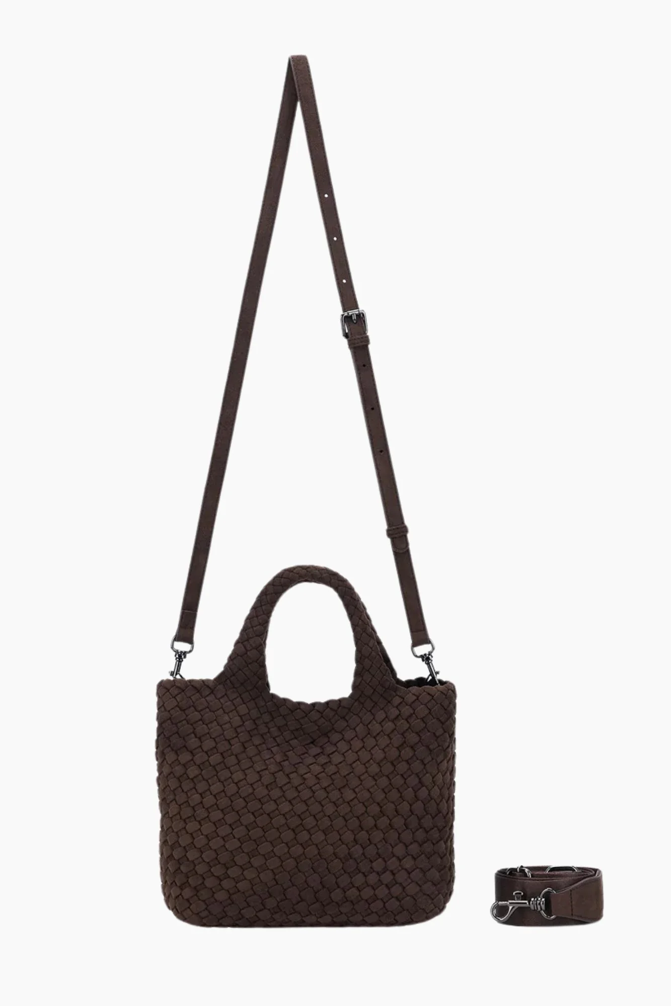 Cherie Chocolate Suede 2 Piece Woven Mini Bag - Image 3
