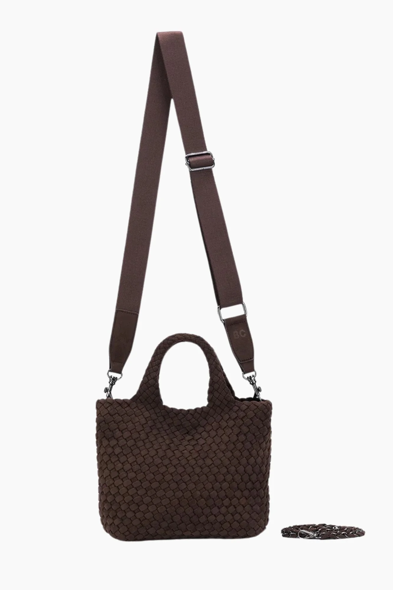 Cherie Chocolate Suede 2 Piece Woven Mini Bag - Image 4