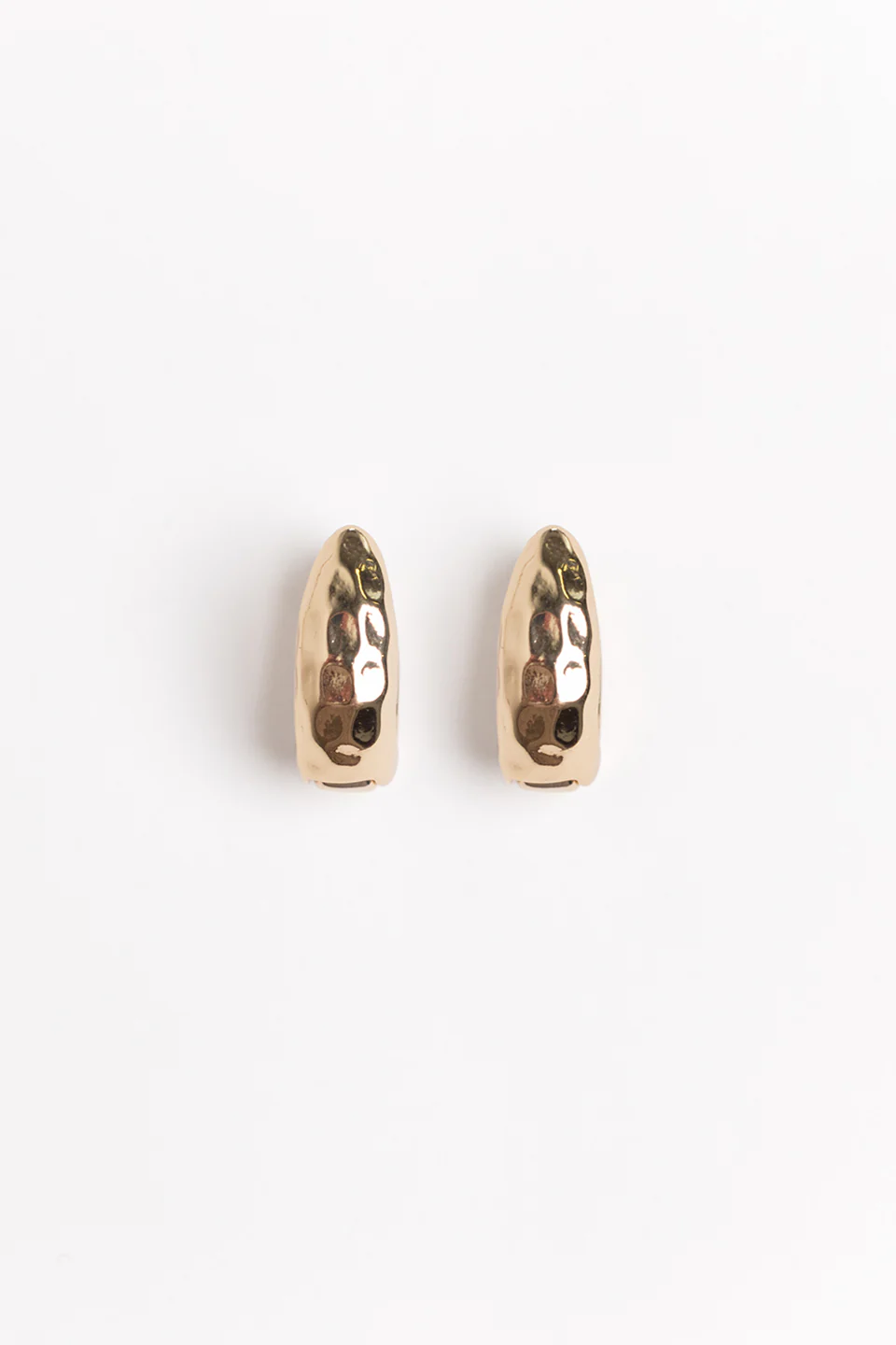 Chunky Hammered Oval Gold Earrings