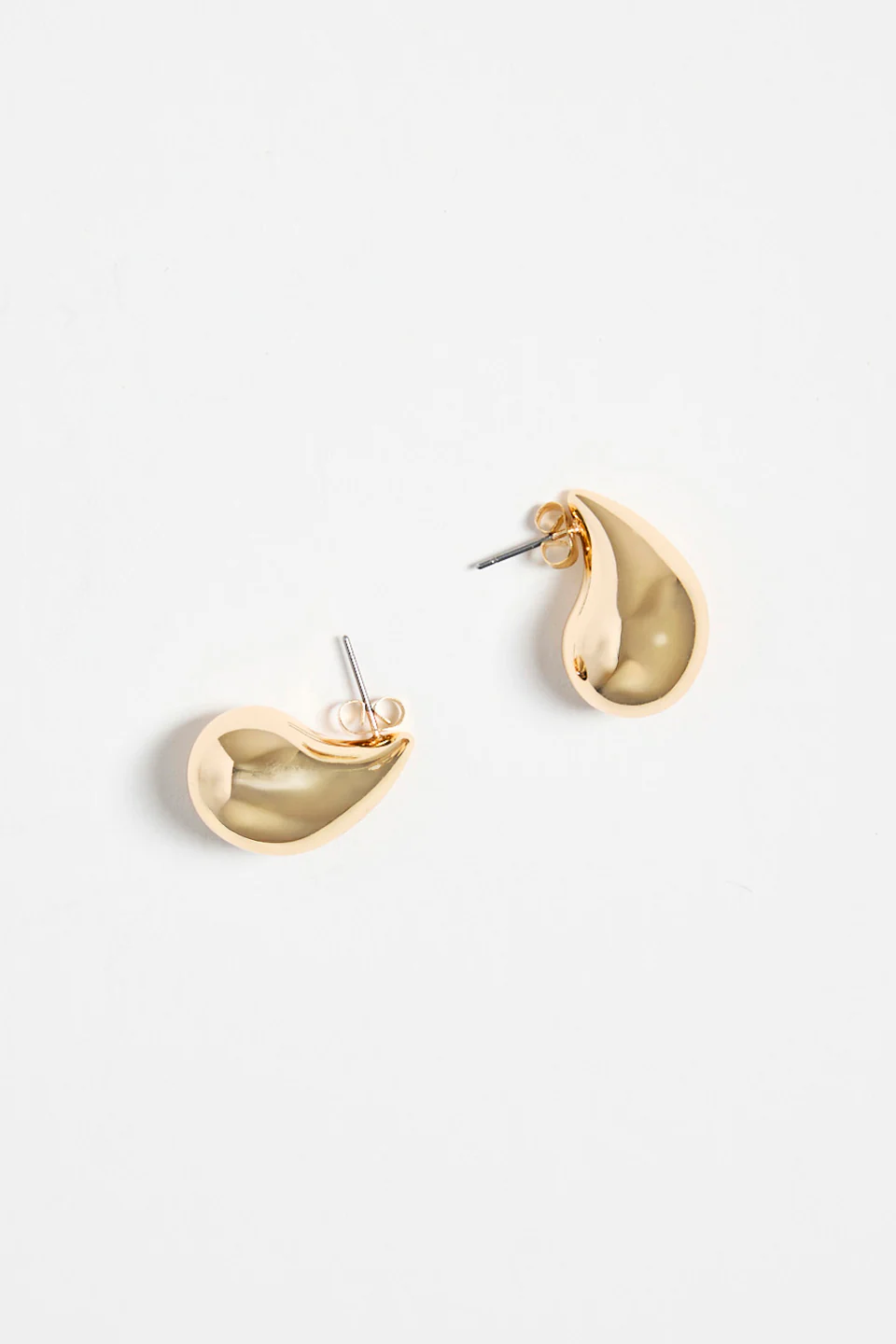 Chunky Teardrop Gold Stud Earrings - Image 2