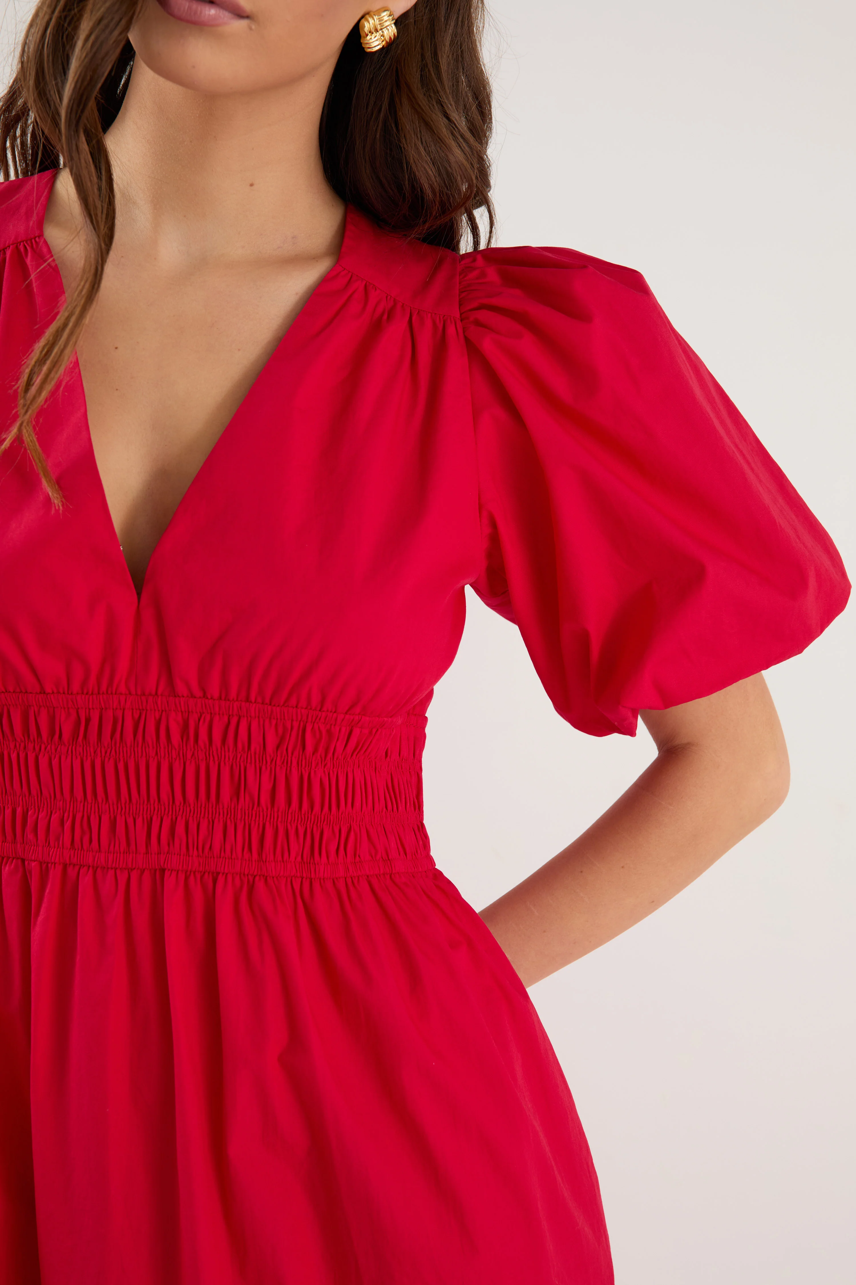 Circa Cherry SS Deep V Midi Dress - Image 3