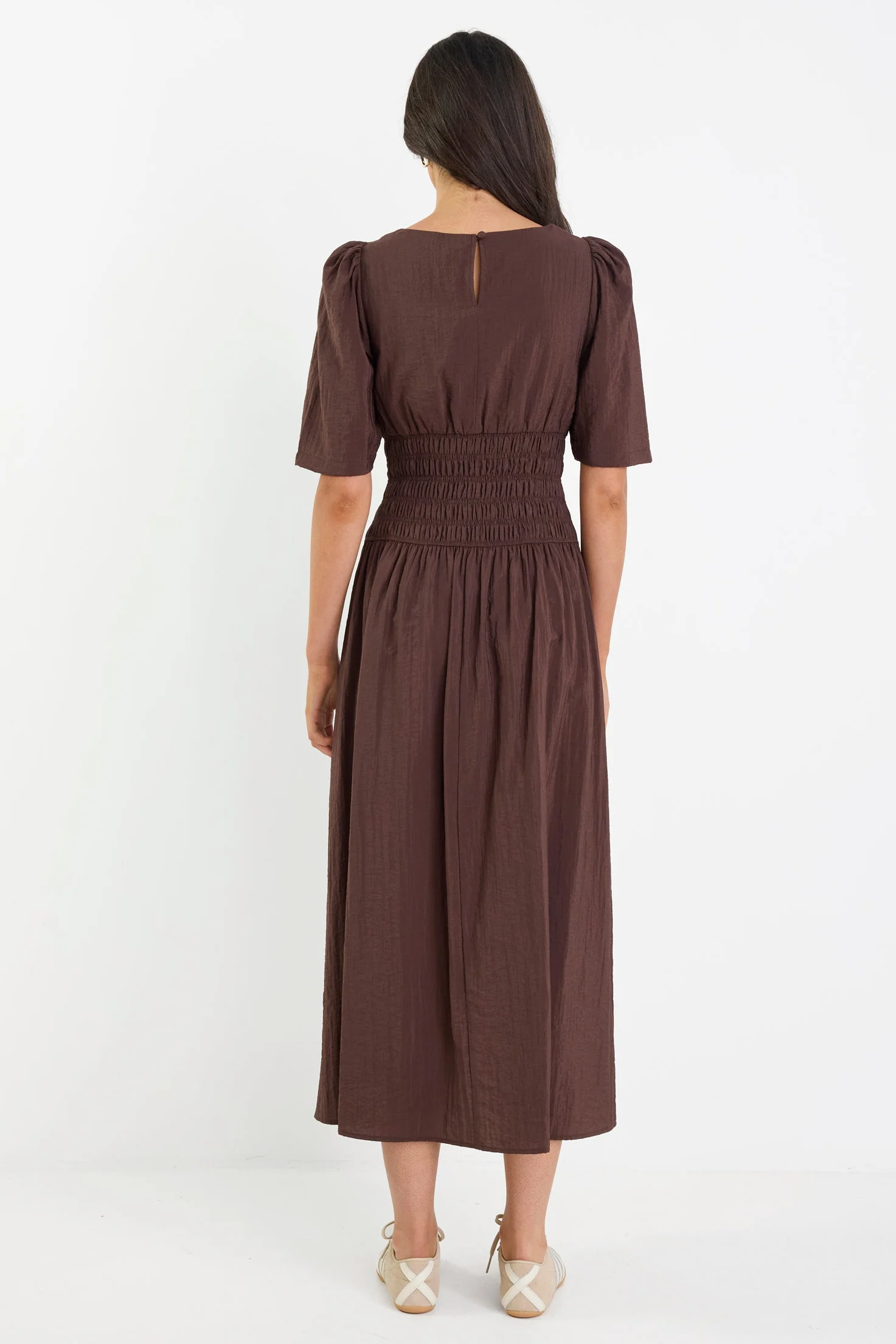 Circuit Chocolate Short Sleeve Elastic Waist Maxi Dress - Image 4
