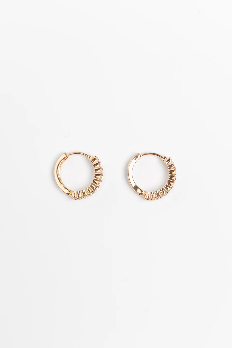 Clear Rectangle Diamante Gold Hoop Earrings - Image 2